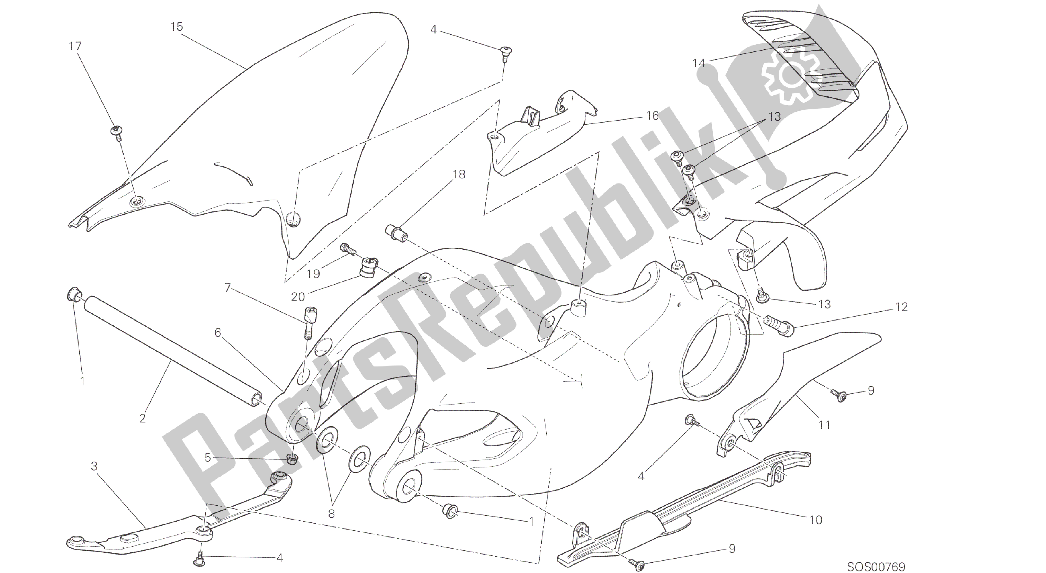 Todas las partes para Dibujo 28a - Marco De Grupo De Brazo Oscilante [mod: Ms1200] de Ducati Multistrada ABS 1200 2016