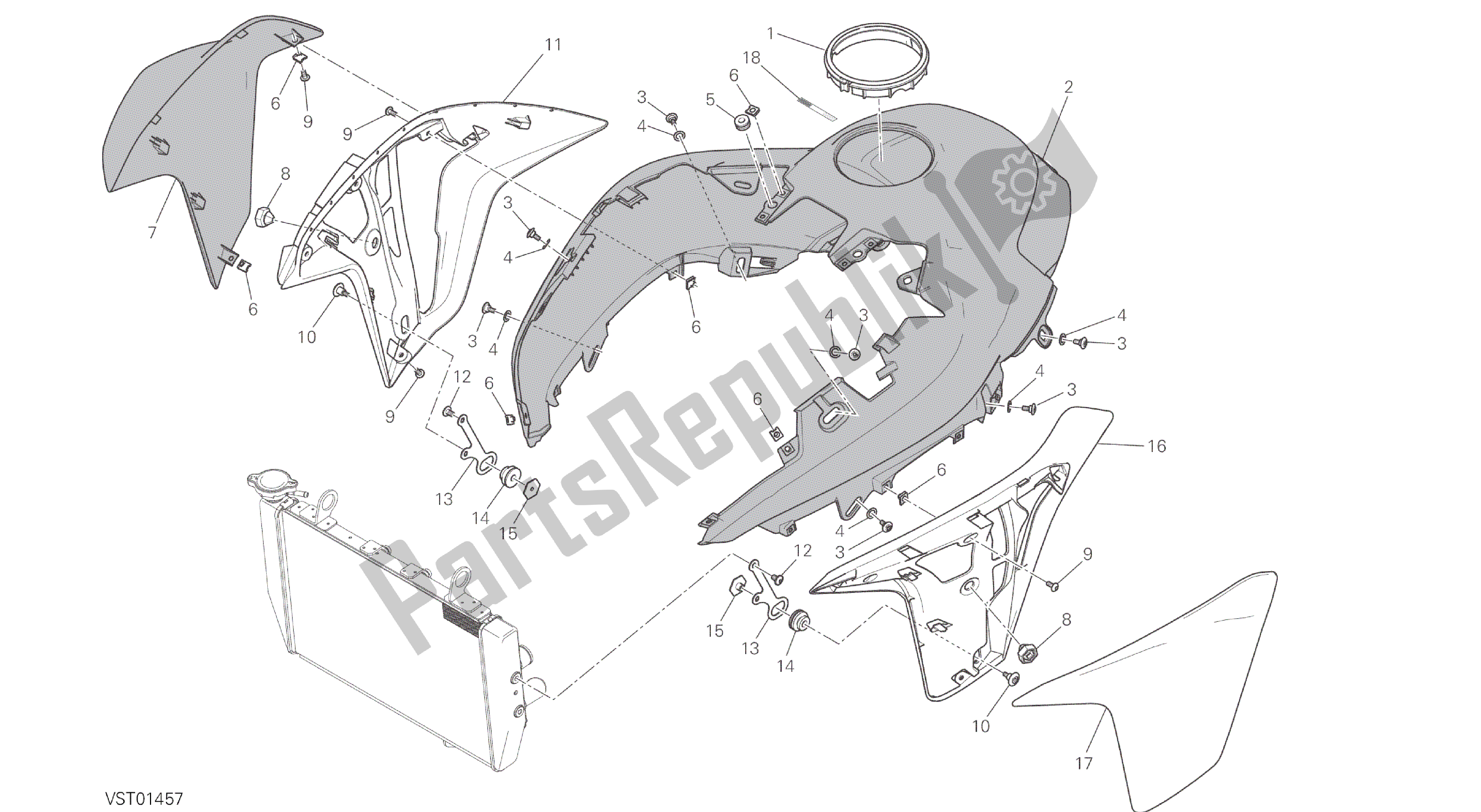 Todas las partes para Dibujo 34a - Marco De Grupo Carenado [mod: Ms1200] de Ducati Multistrada ABS 1200 2016