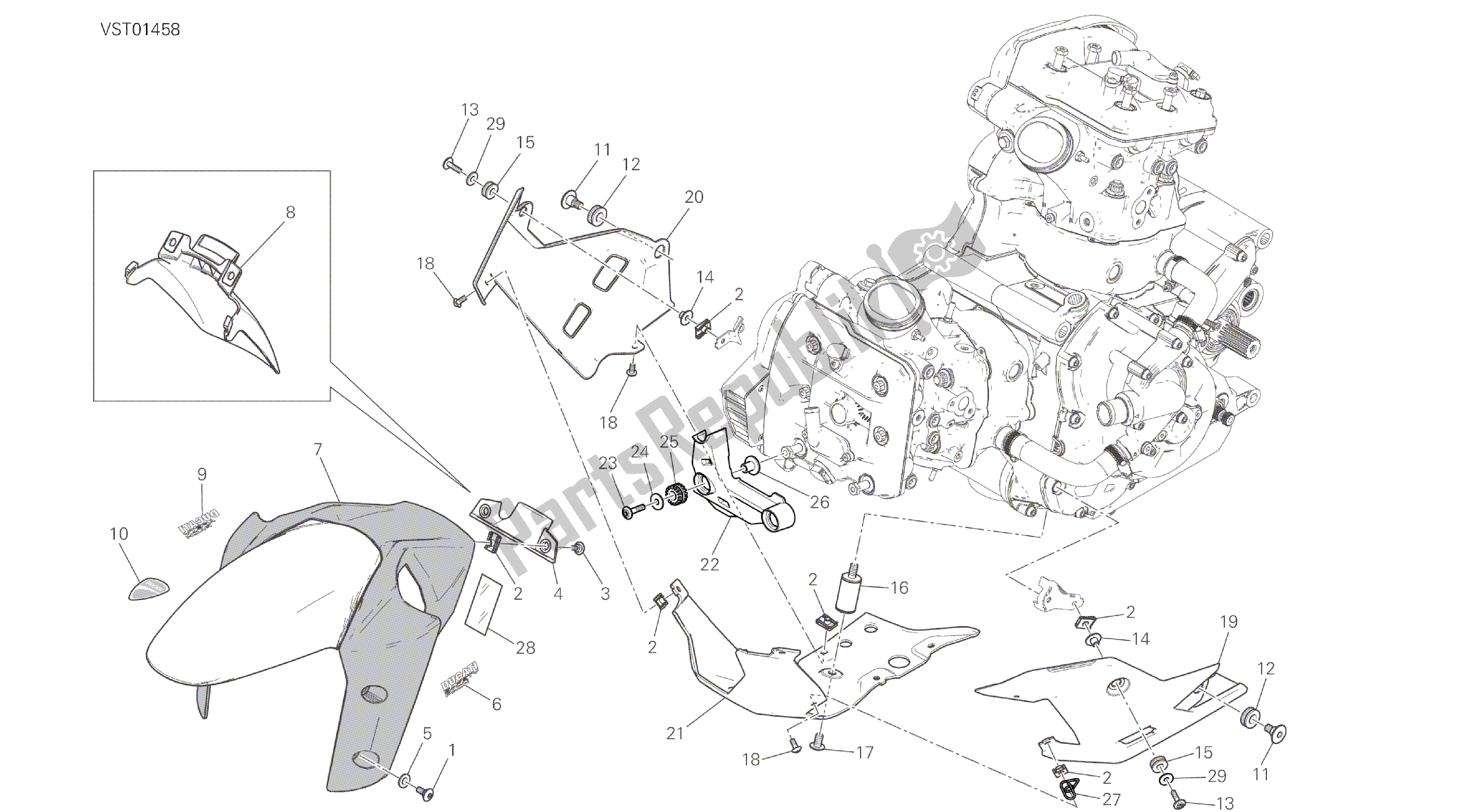 Todas las partes para Dibujo 34b - Marco De Grupo Carenado [mod: Ms1200] de Ducati Multistrada ABS 1200 2016