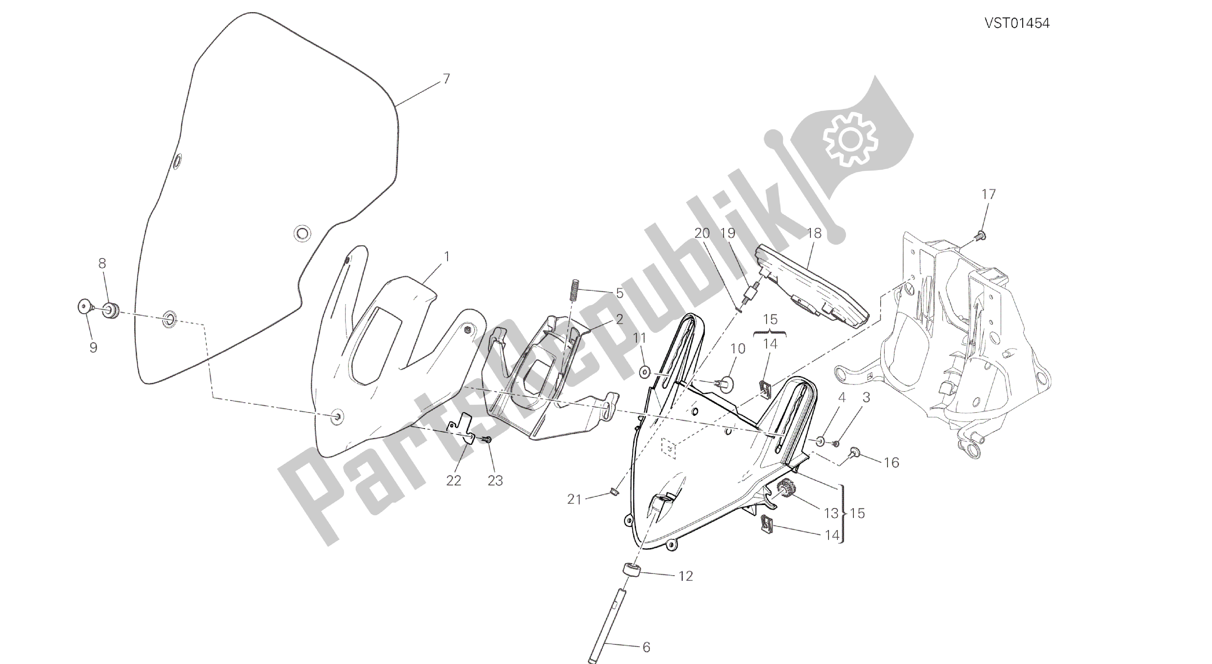 Todas las partes para Dibujo 34c - Marco De Grupo De Parabrisas [mod: Ms1200] de Ducati Multistrada ABS 1200 2016