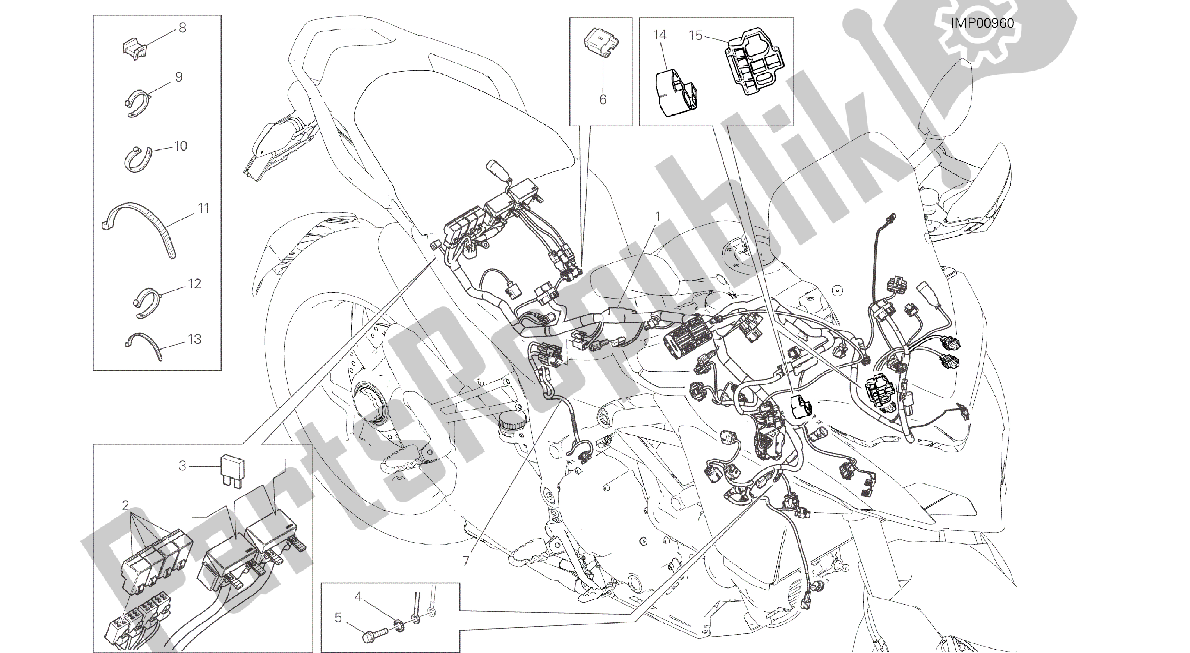 Todas las partes para Dibujo 18b - Mazo De Cables [mod: Ms1200] Grupo Eléctrico de Ducati Multistrada ABS 1200 2016