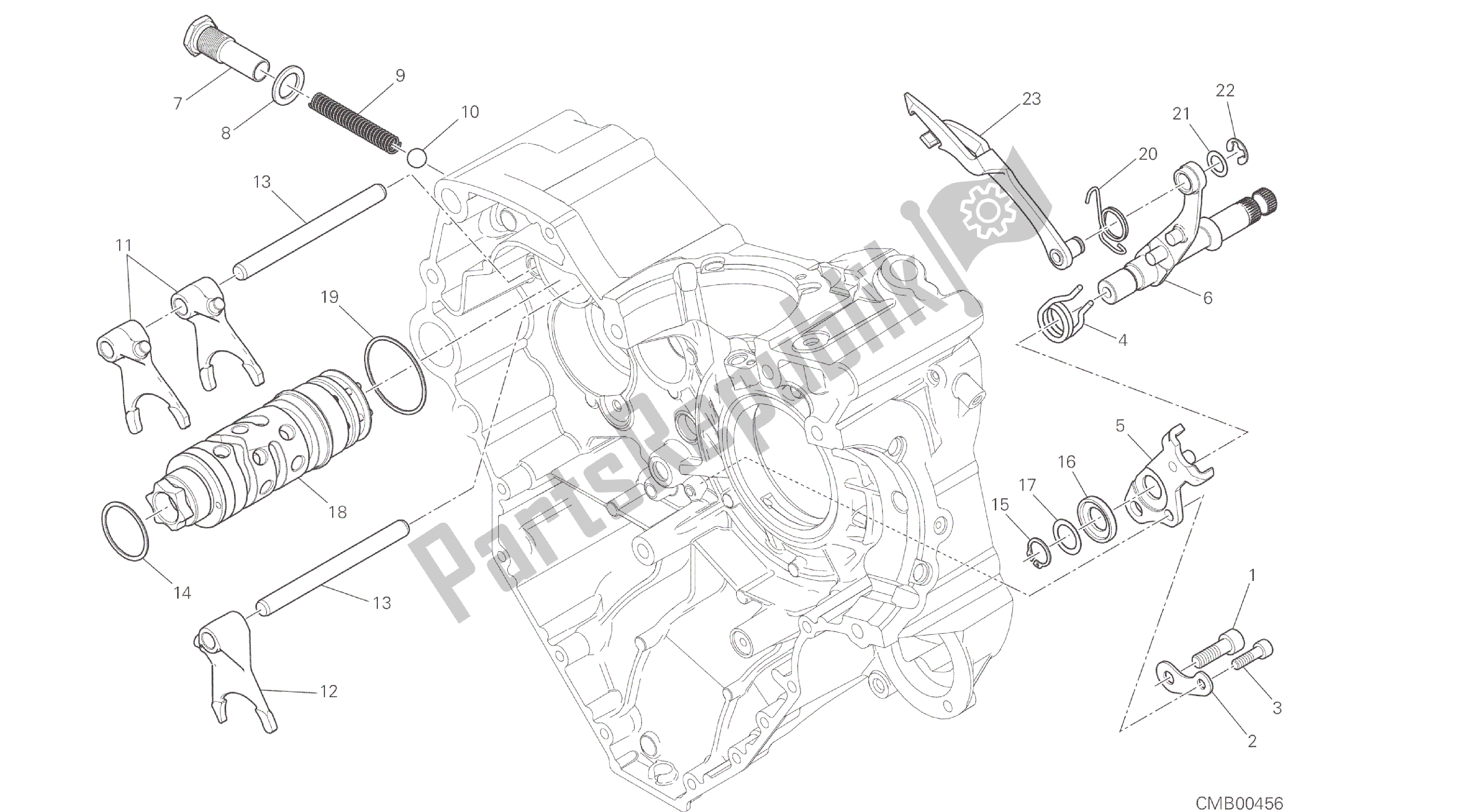 Todas las partes para Dibujo 002 - Mecanismo De Cambio De Marcha [mod: Ms1200] Motor De Grupo de Ducati Multistrada ABS 1200 2016