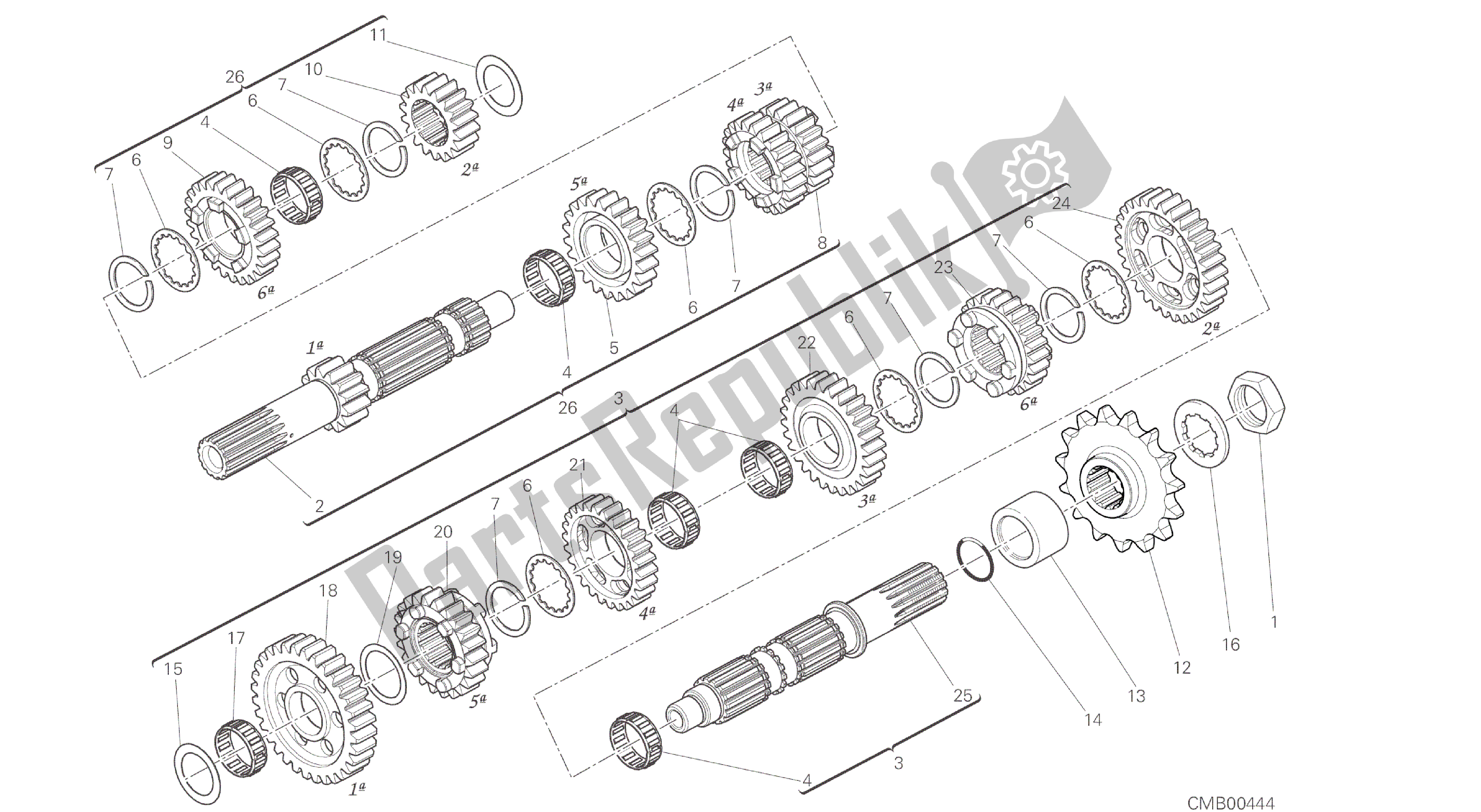 Todas las partes para Dibujo 003 - Motor De Grupo Caja De Cambios [mod: Ms1200] de Ducati Multistrada ABS 1200 2016