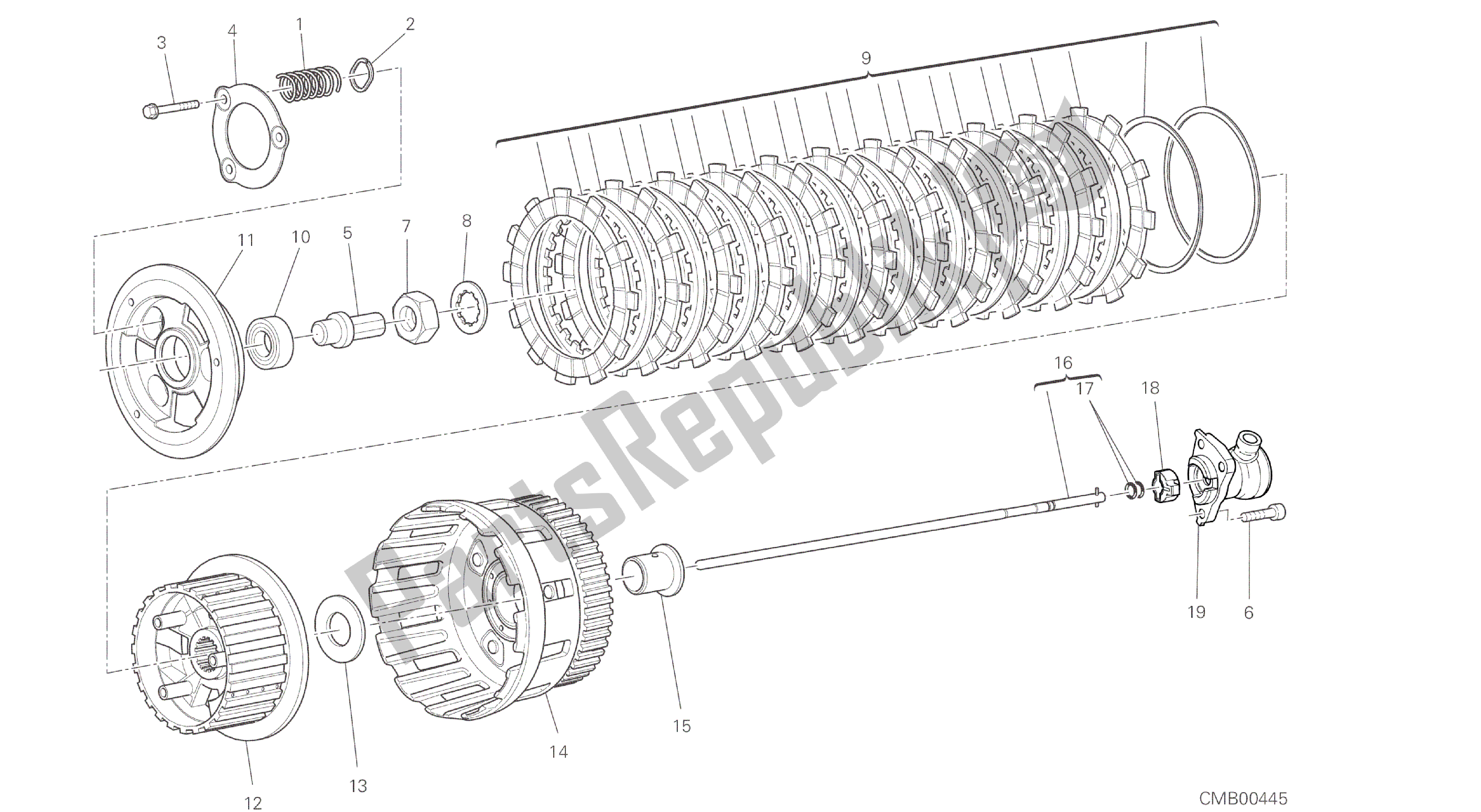 Todas las partes para Dibujo 004 - Motor De Grupo Del Embrague [mod: Ms1200] de Ducati Multistrada ABS 1200 2016