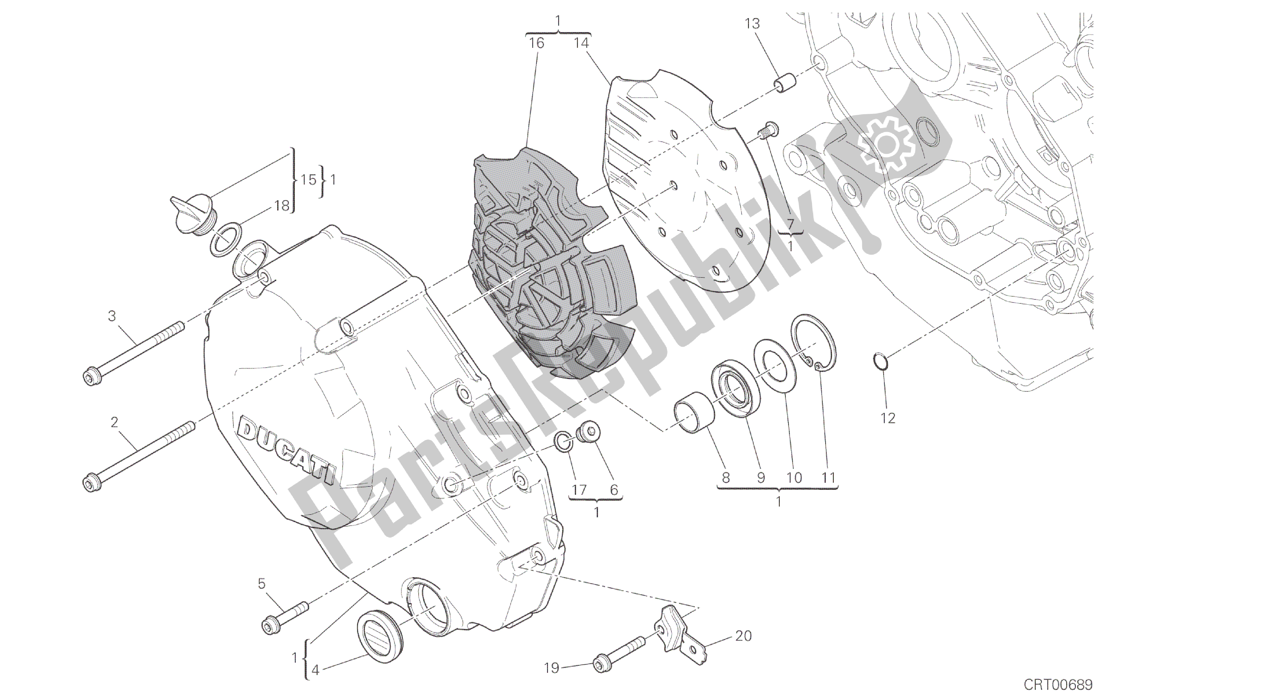 Todas las partes para Dibujo 005 - Motor Del Grupo Cubierta Del Embrague [mod: Ms1200] de Ducati Multistrada ABS 1200 2016