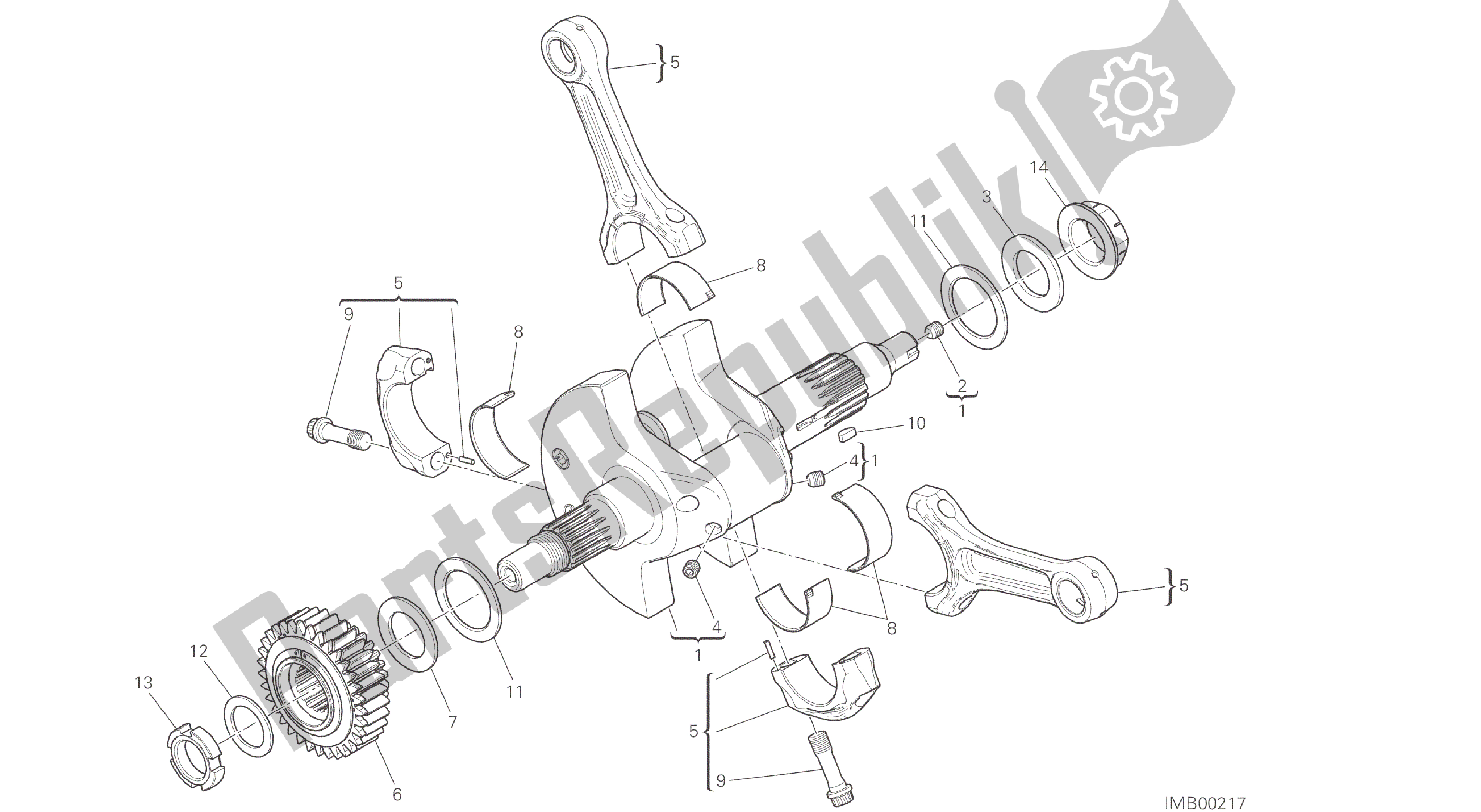 Todas las partes para Dibujo 006 - Motor De Grupo De Bielas [mod: Ms1200] de Ducati Multistrada ABS 1200 2016
