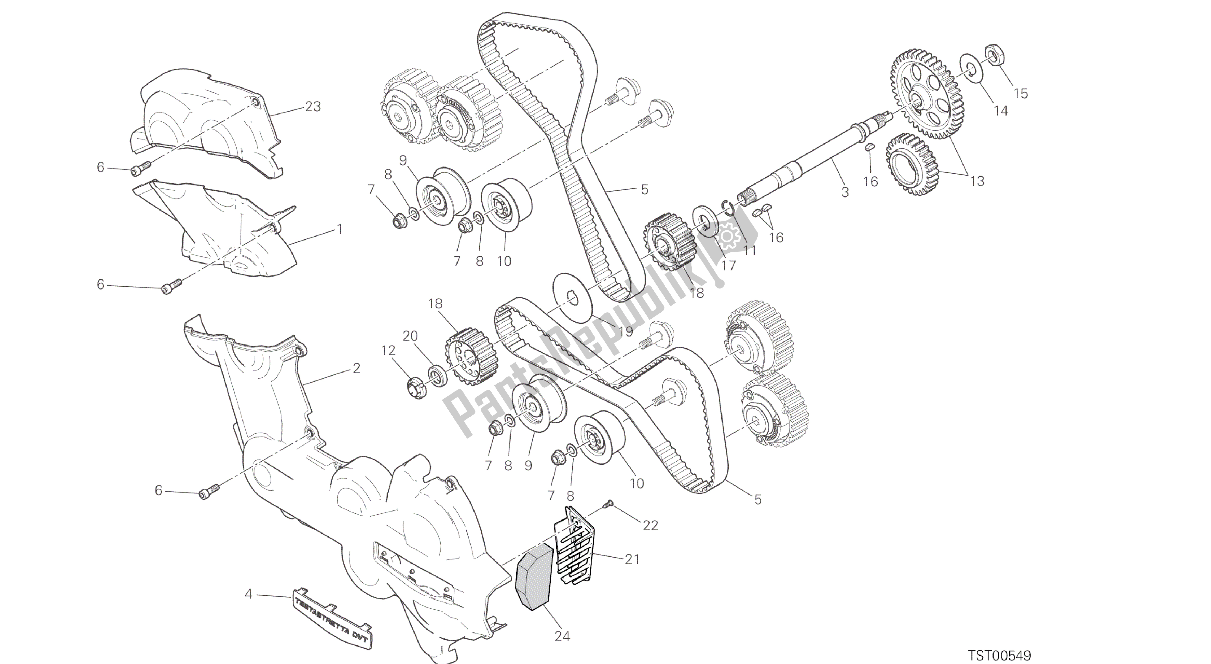 Todas las partes para Dibujo 008 - Motor De Grupo Distribuzione [mod: Ms1200] de Ducati Multistrada ABS 1200 2016