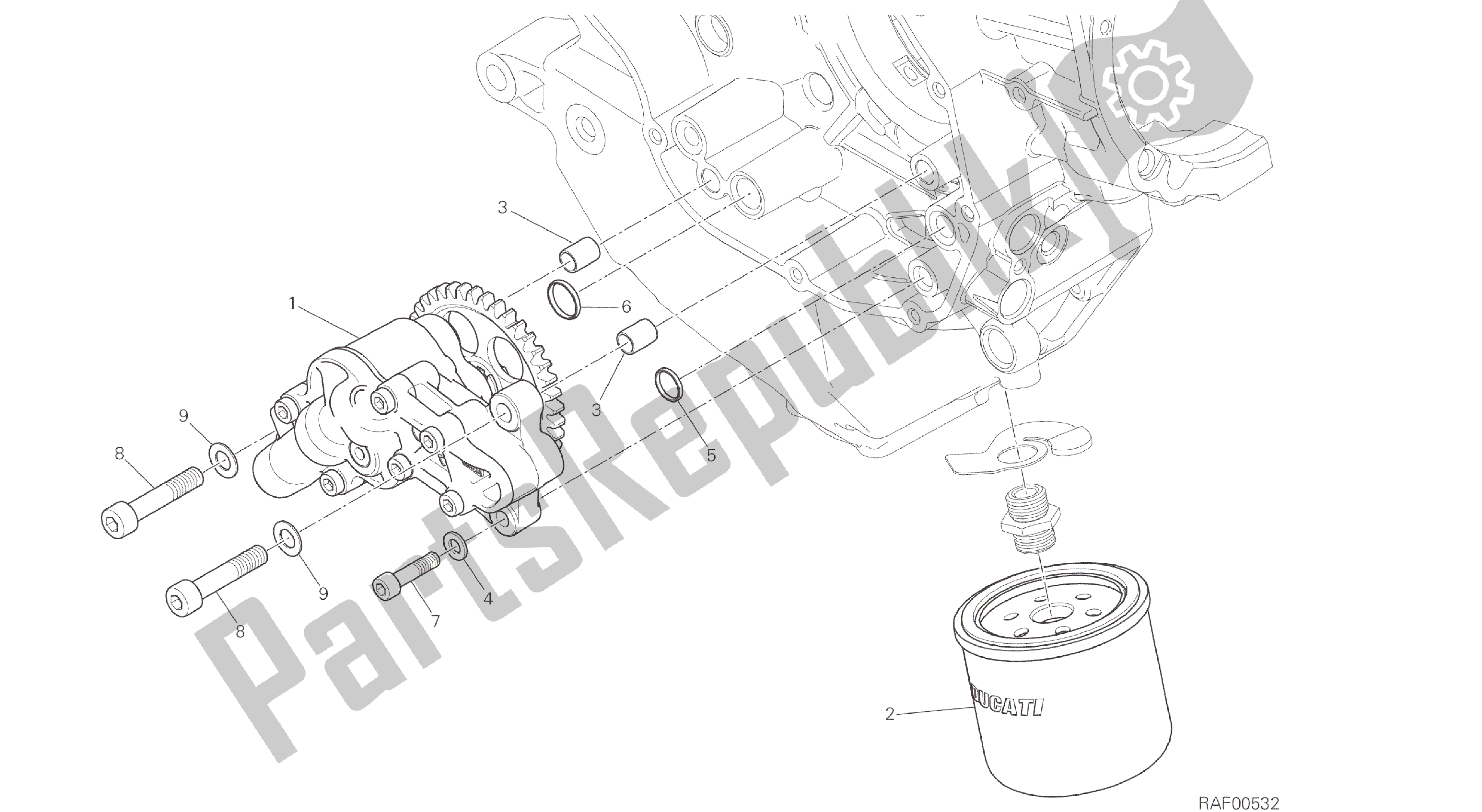 Todas las partes para Dibujo 009 - Bomba De Aceite - Filtro [mod: Ms1200] Grupo Motor de Ducati Multistrada ABS 1200 2016