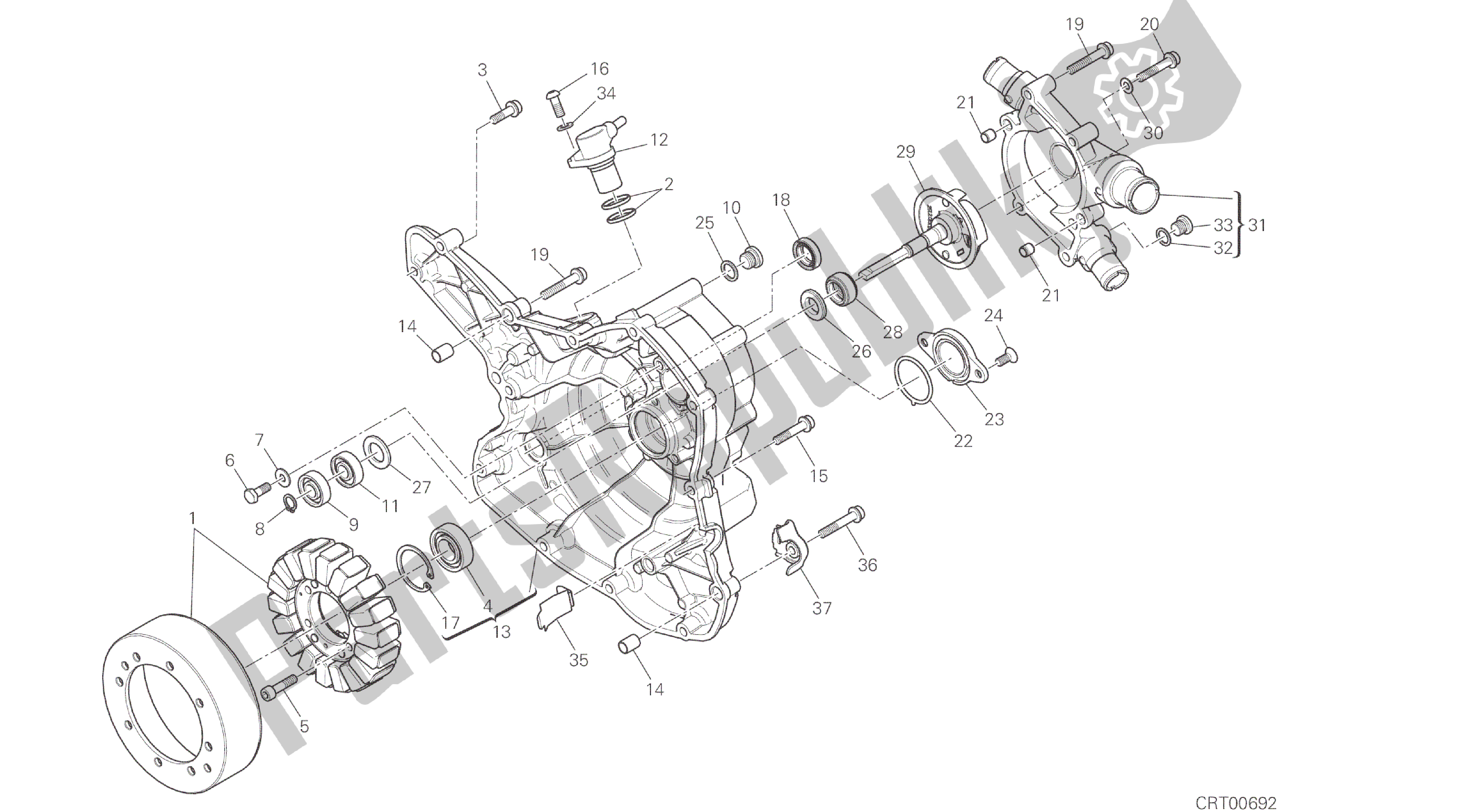 Todas las partes para Dibujo 011 - Cubierta Del Generador [mod: Ms1200] Motor De Grupo de Ducati Multistrada ABS 1200 2016