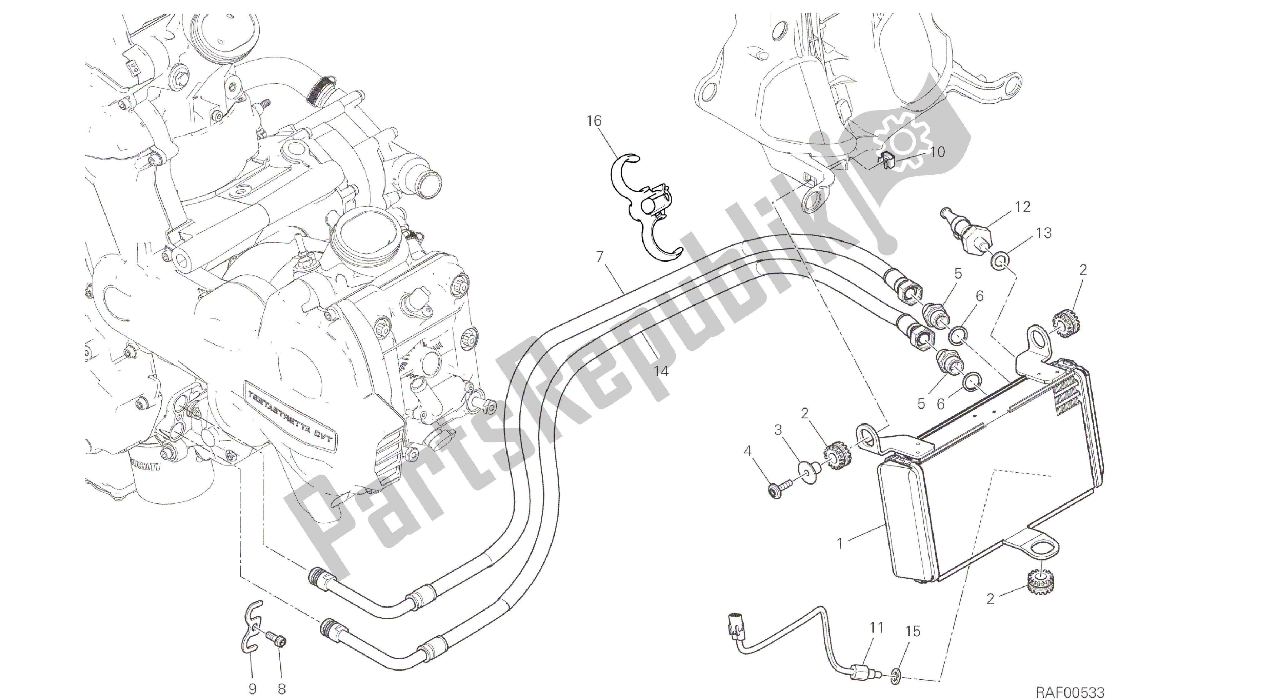 Todas las partes para Dibujo 016 - Motor De Grupo Enfriador De Aceite [mod: Ms1200] de Ducati Multistrada ABS 1200 2016