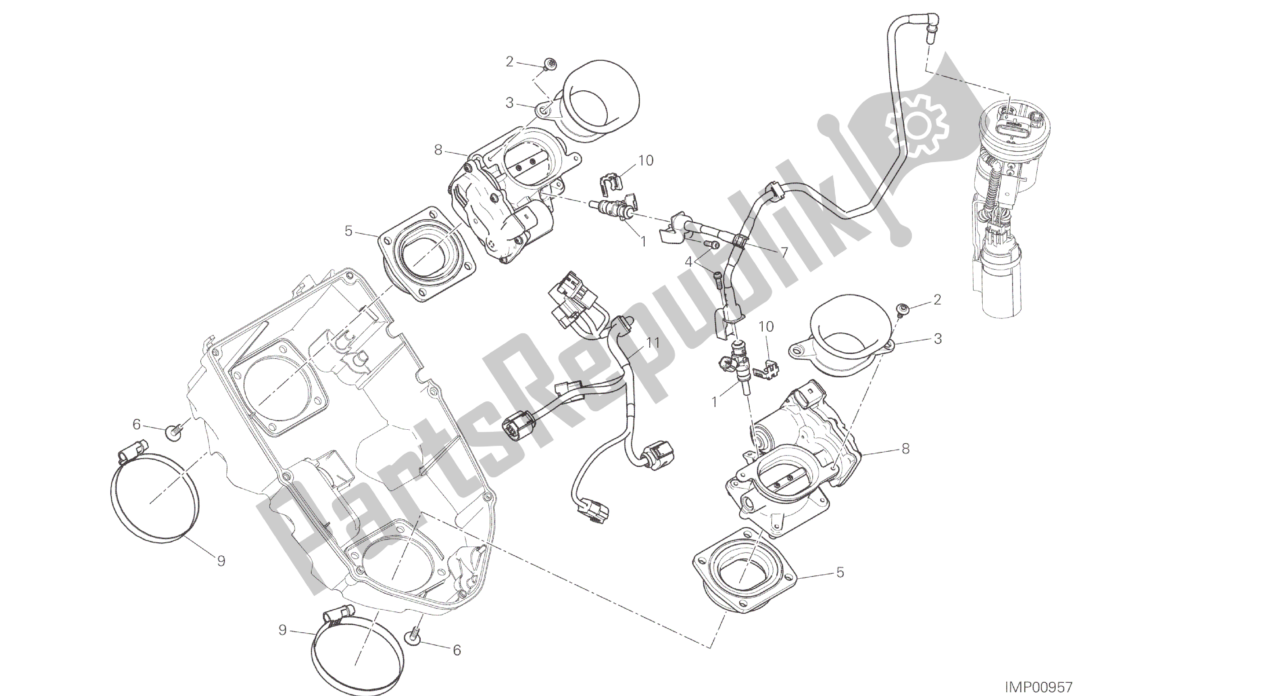 Todas las partes para Dibujo 017 - Motor Del Grupo Cuerpo Del Acelerador [mod: Ms1200] de Ducati Multistrada ABS 1200 2016