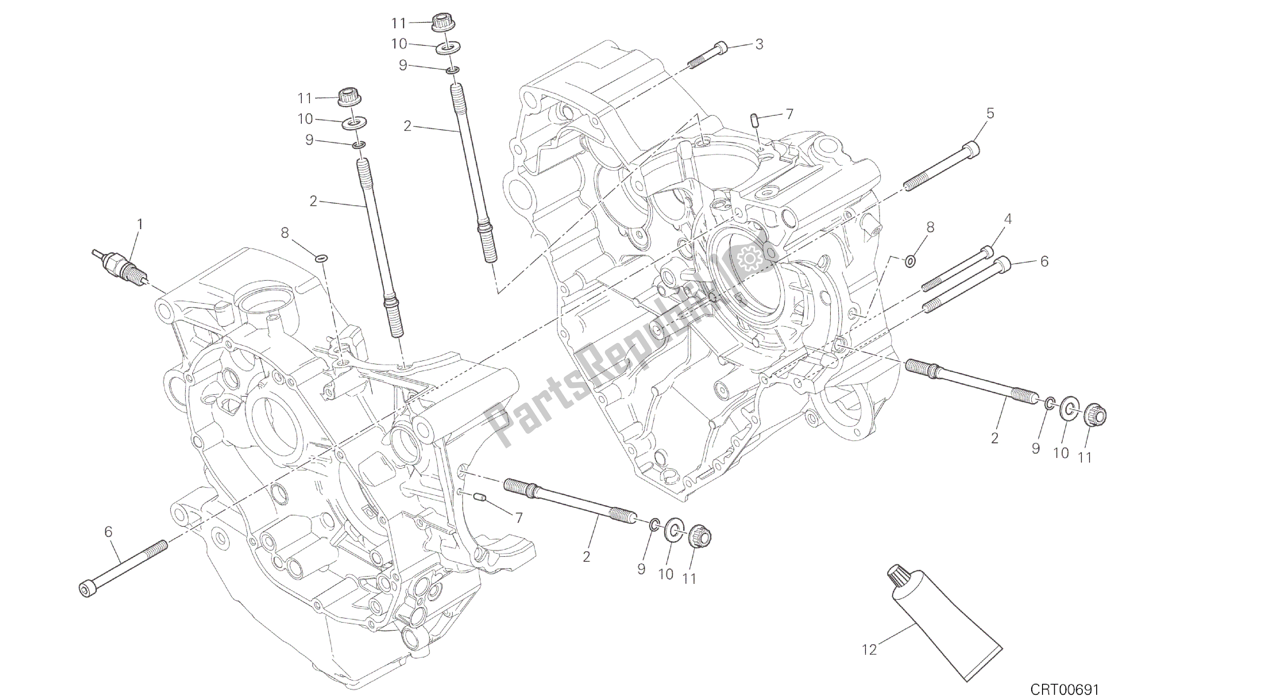 Todas las partes para Dibujo 10a - Motor De Grupo Par De Cárter Medio [mod: Ms1200] de Ducati Multistrada ABS 1200 2016