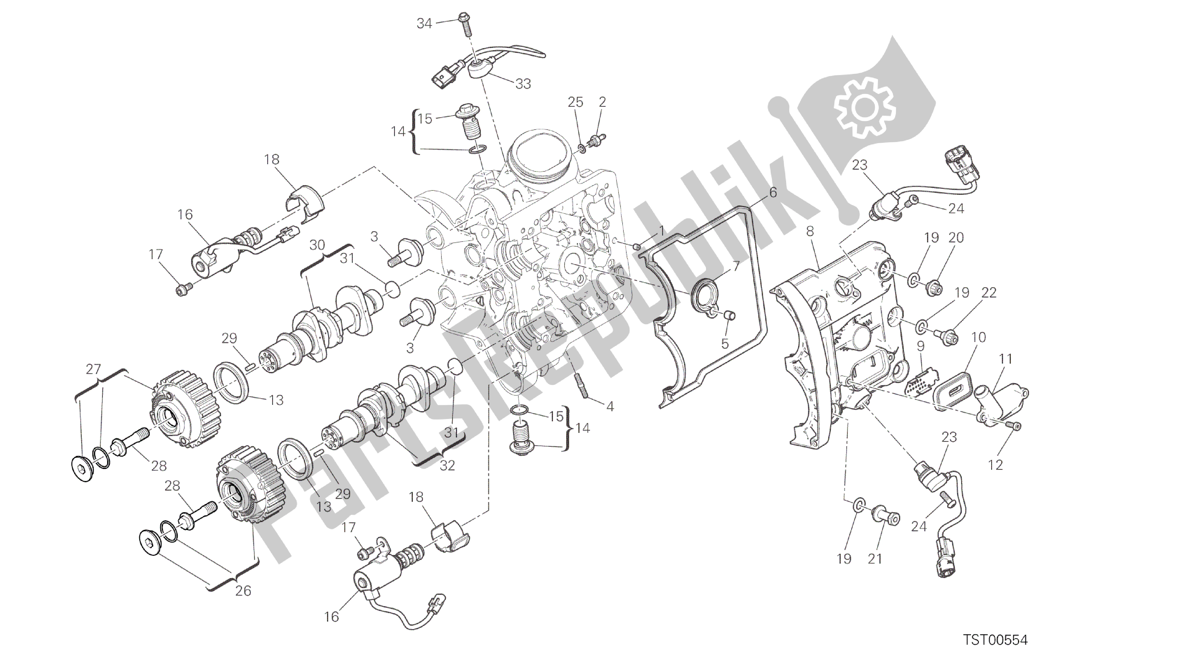 Todas las partes para Dibujo 13b - Testa Orizzontale - Motor De Grupo Distribuzione [mod: Ms1200] de Ducati Multistrada ABS 1200 2016