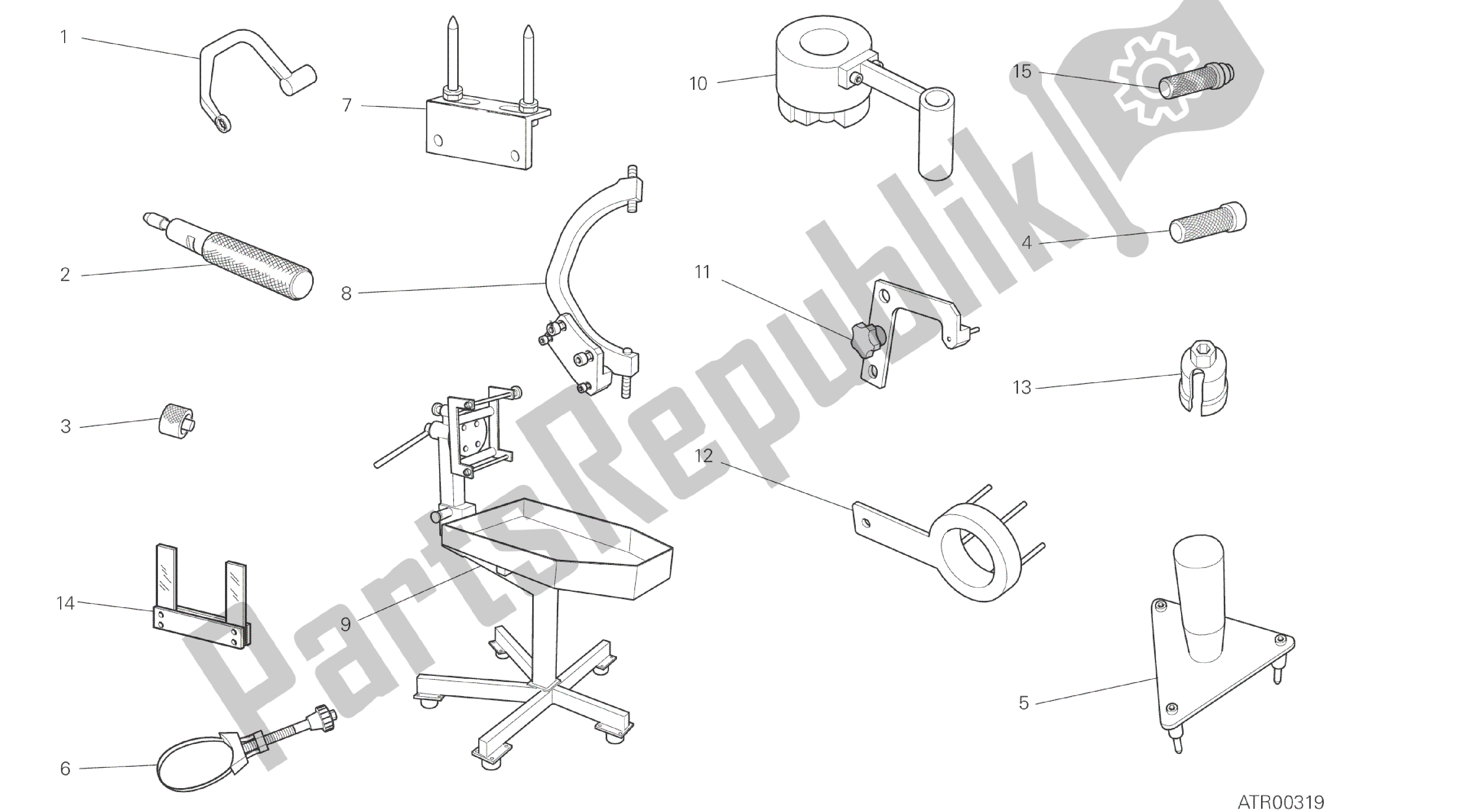 Todas las partes para Dibujo 001 - Herramientas De Servicio De Taller [mod: Ms1200] Herramientas De Grupo de Ducati Multistrada ABS 1200 2016