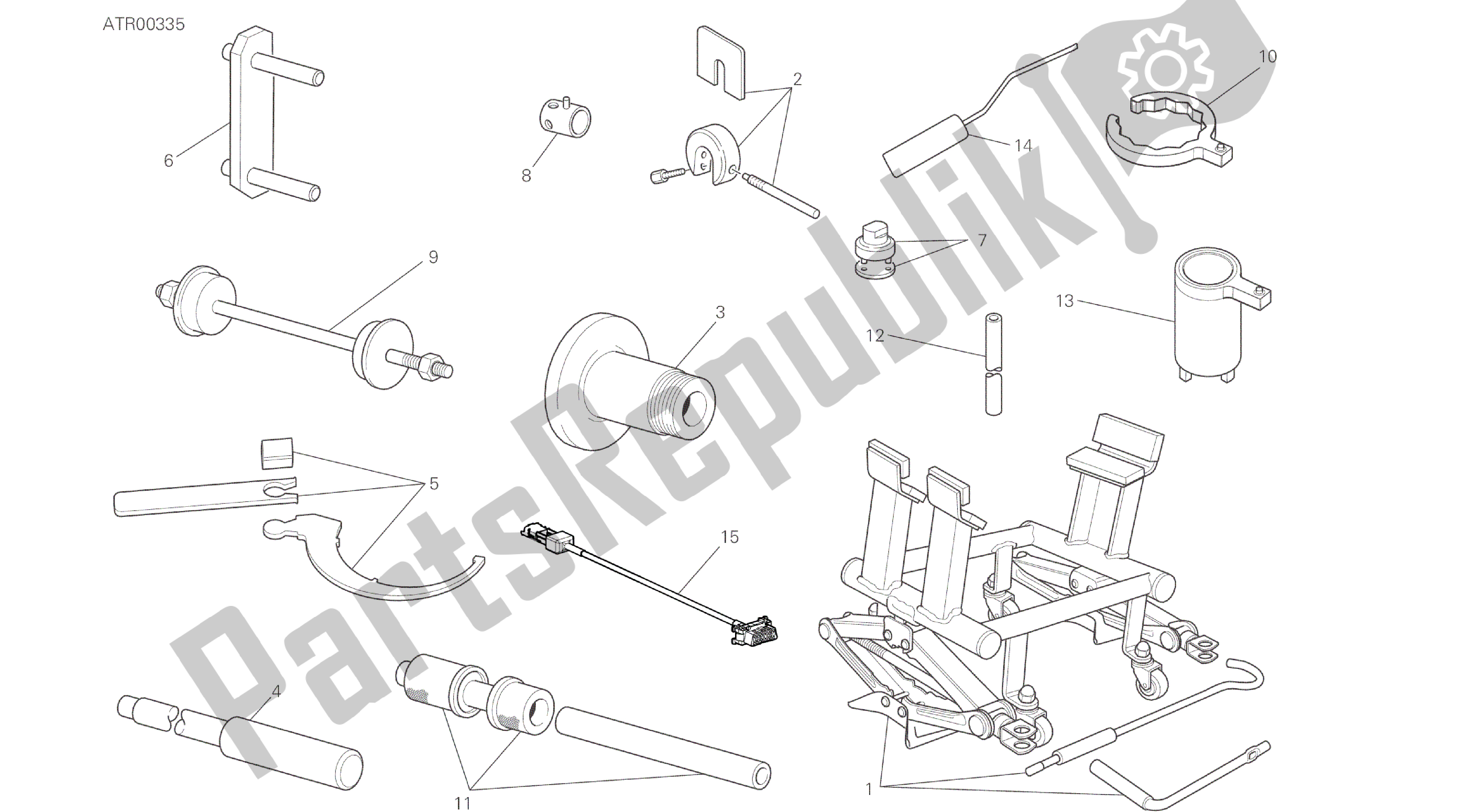 Todas as partes de Desenho 01b - Ferramentas De Serviço De Oficina [mod: Ms1200] Ferramentas De Grupo do Ducati Multistrada ABS 1200 2016