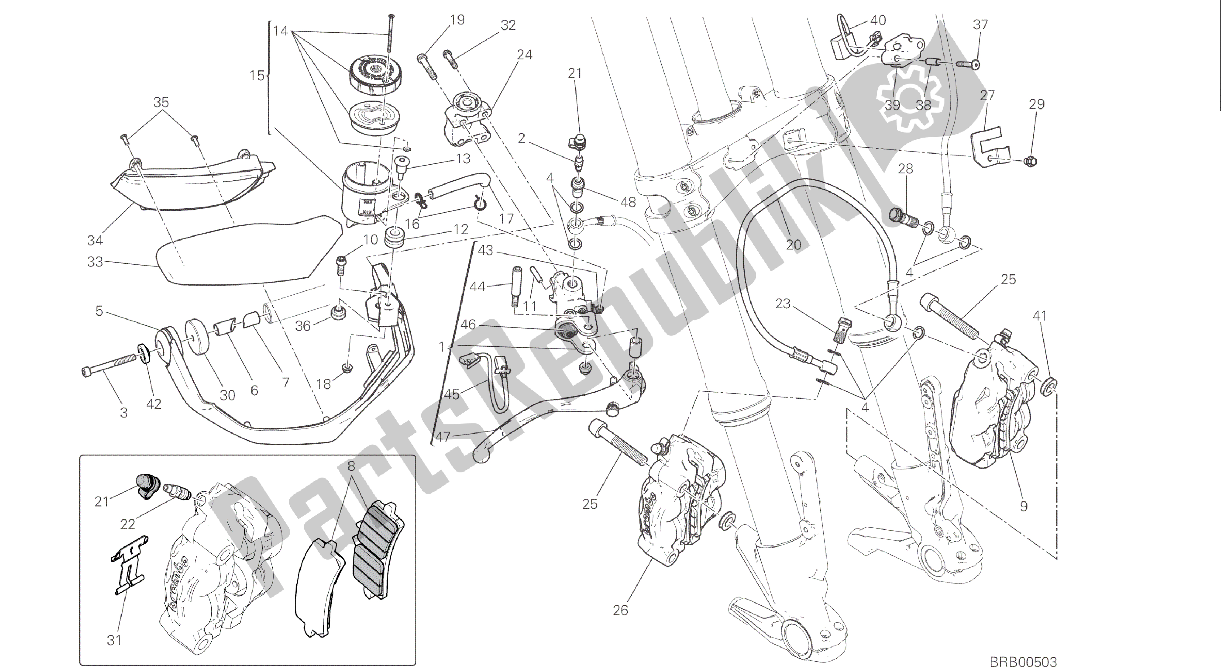 Alle onderdelen voor de Tekening 024 - Voorremsysteem [mod: Ms1200s] Groepsframe van de Ducati Multistrada S ABS 1200 2016