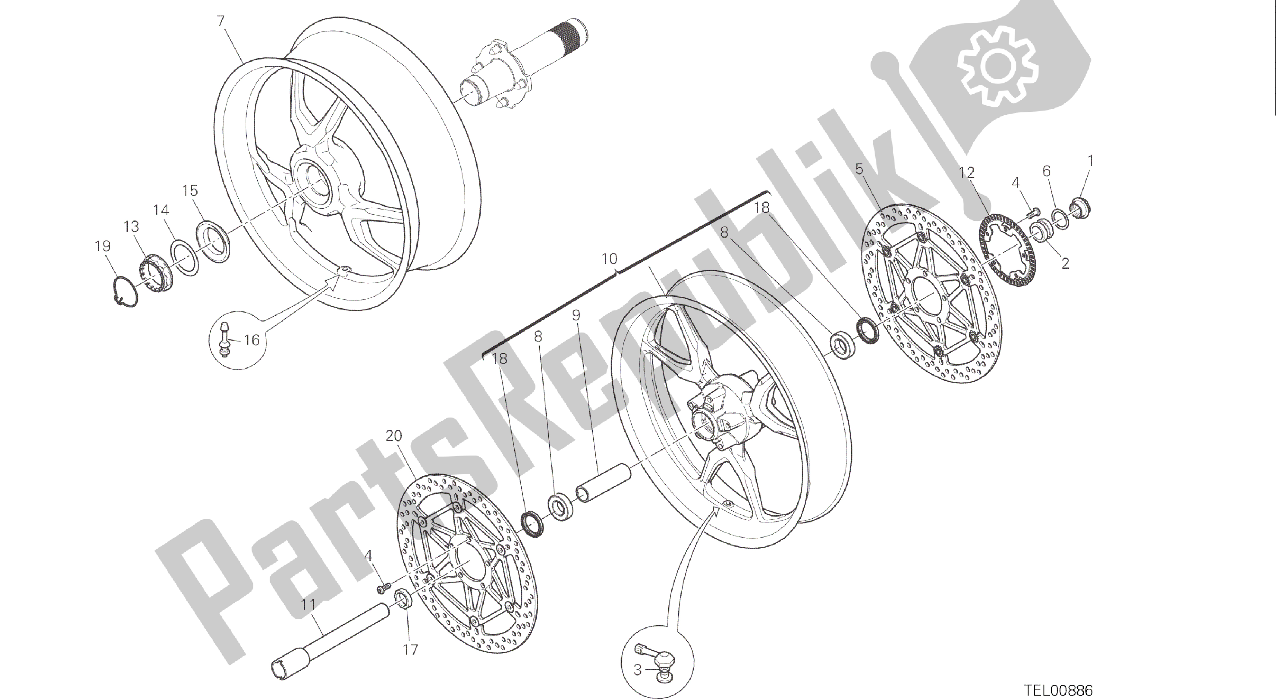 Alle onderdelen voor de Tekening 026 - Wielen [mod: Ms1200s] Groepsframe van de Ducati Multistrada S ABS 1200 2016