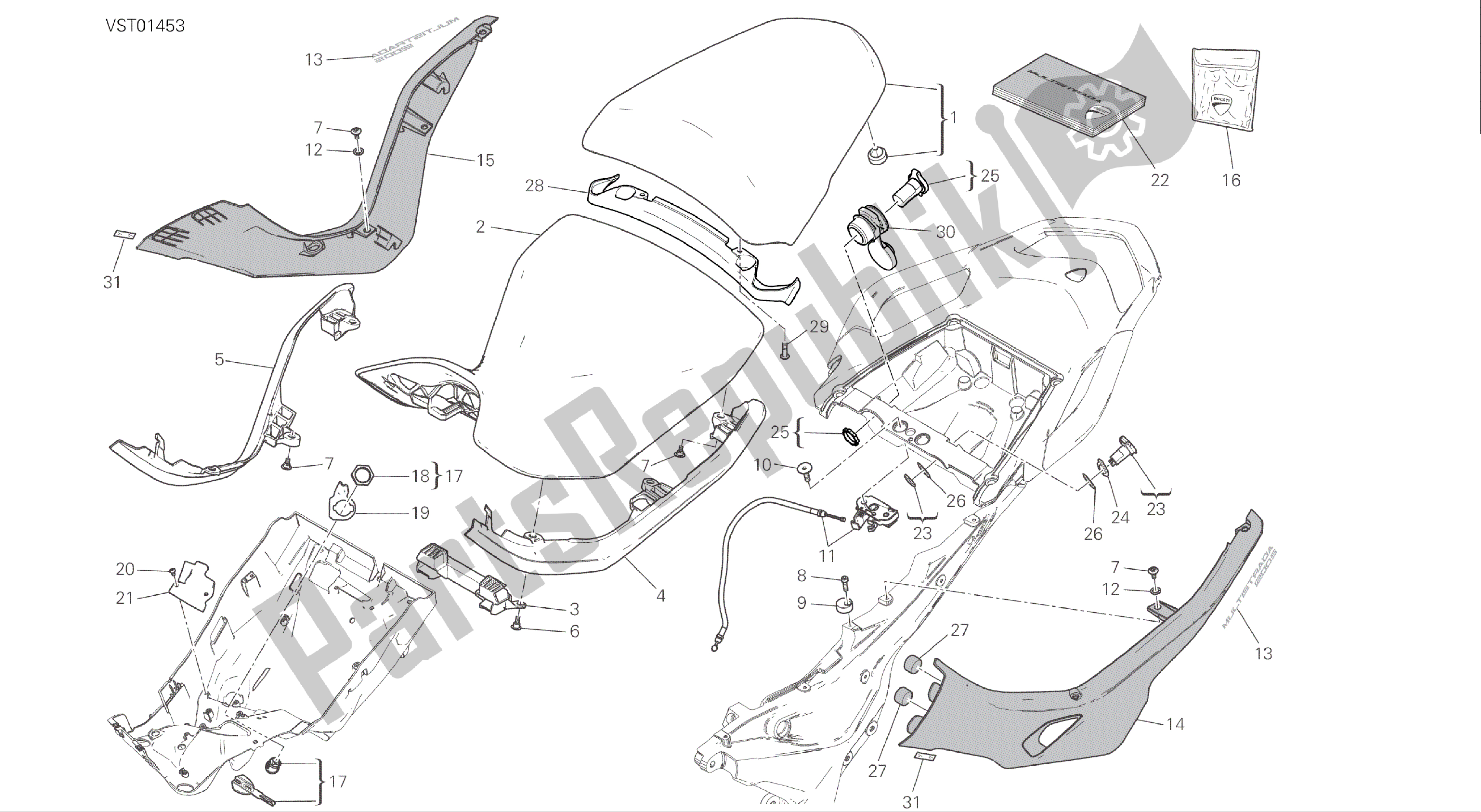 Tutte le parti per il Disegno 033 - Telaio Gruppo [mod: Ms1200s] del Ducati Multistrada S ABS 1200 2016