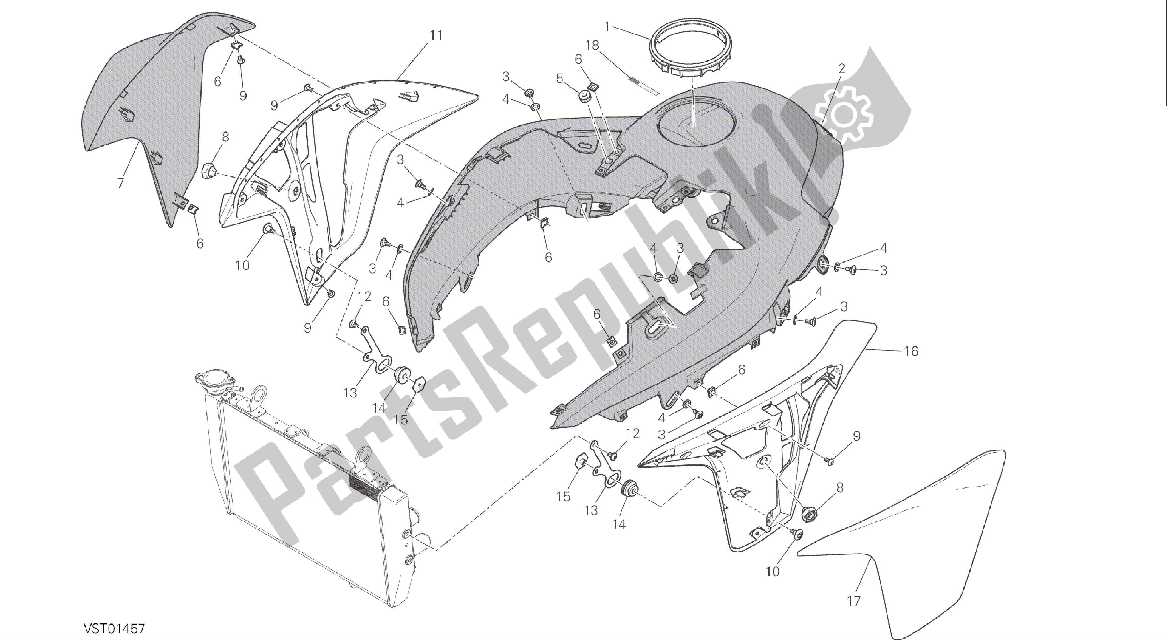 Alle onderdelen voor de Tekening 34a - Kuip [mod: Ms1200s] Groepsframe van de Ducati Multistrada S ABS 1200 2016