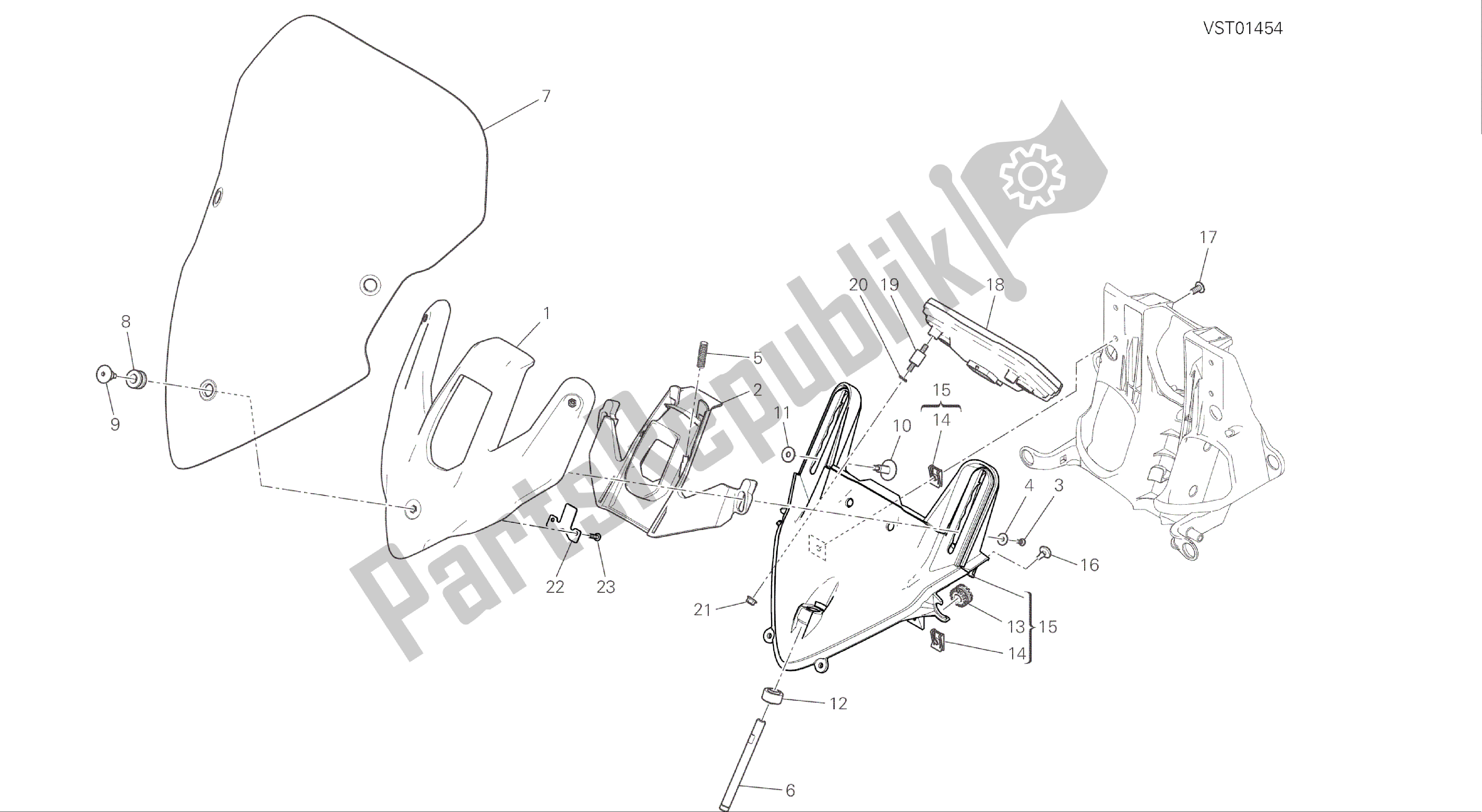 Tutte le parti per il Disegno 34c - Cornice Gruppo Parabrezza [mod: Ms1200s] del Ducati Multistrada S ABS 1200 2016
