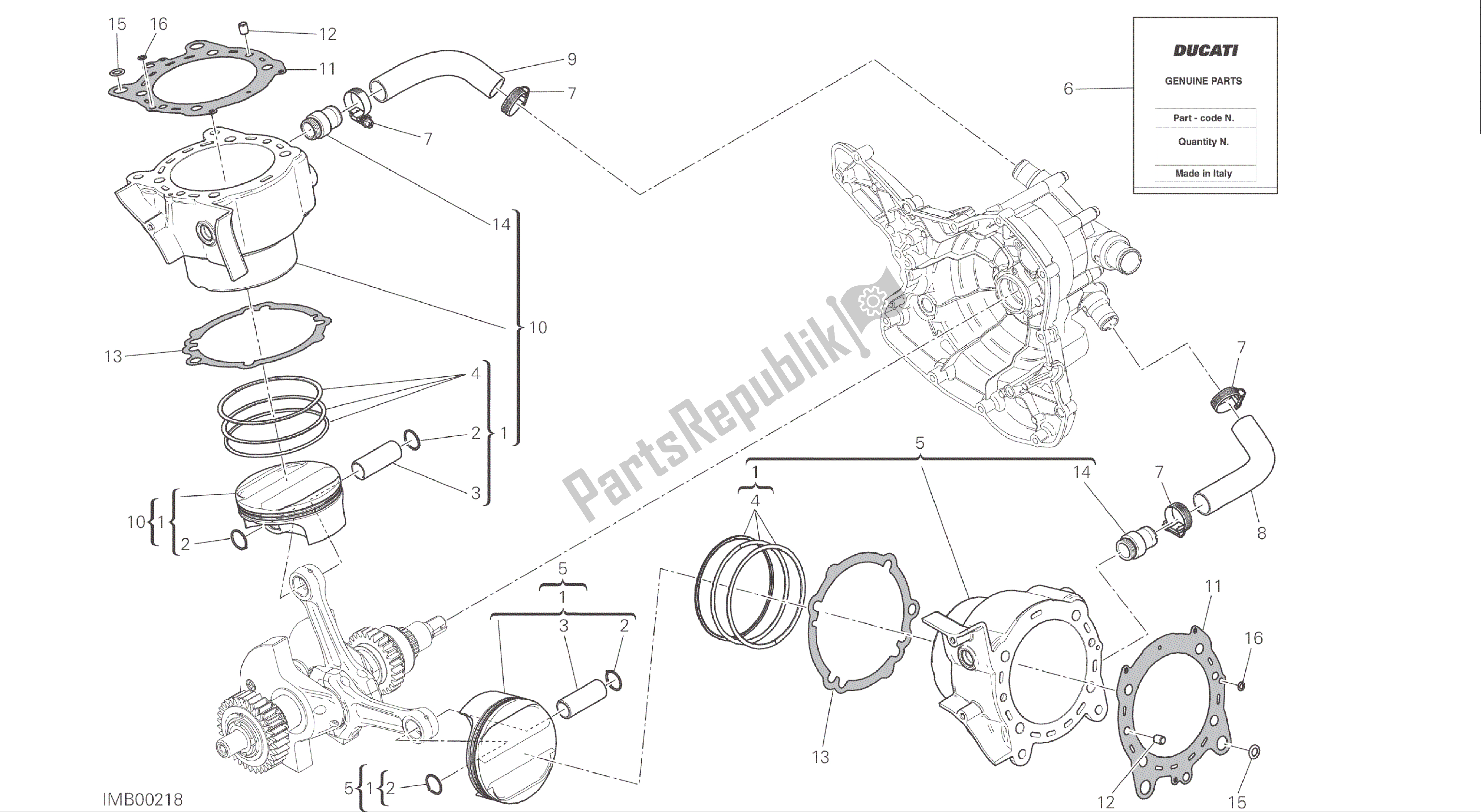 Alle onderdelen voor de Tekening 007 - Cilinders - Zuigers [mod: Ms1200s] Groepsmotor van de Ducati Multistrada S ABS 1200 2016
