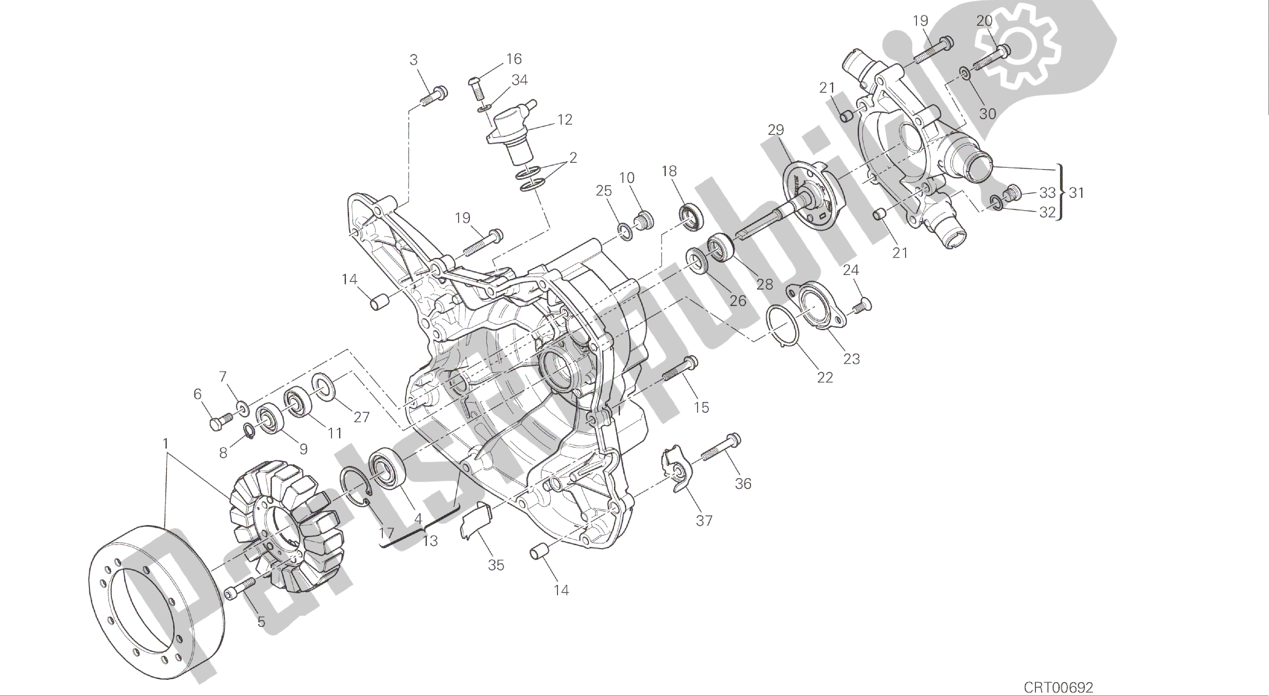 Alle onderdelen voor de Tekening 011 - Generator Cover [mod: Ms1200s] Groep Engine van de Ducati Multistrada S ABS 1200 2016