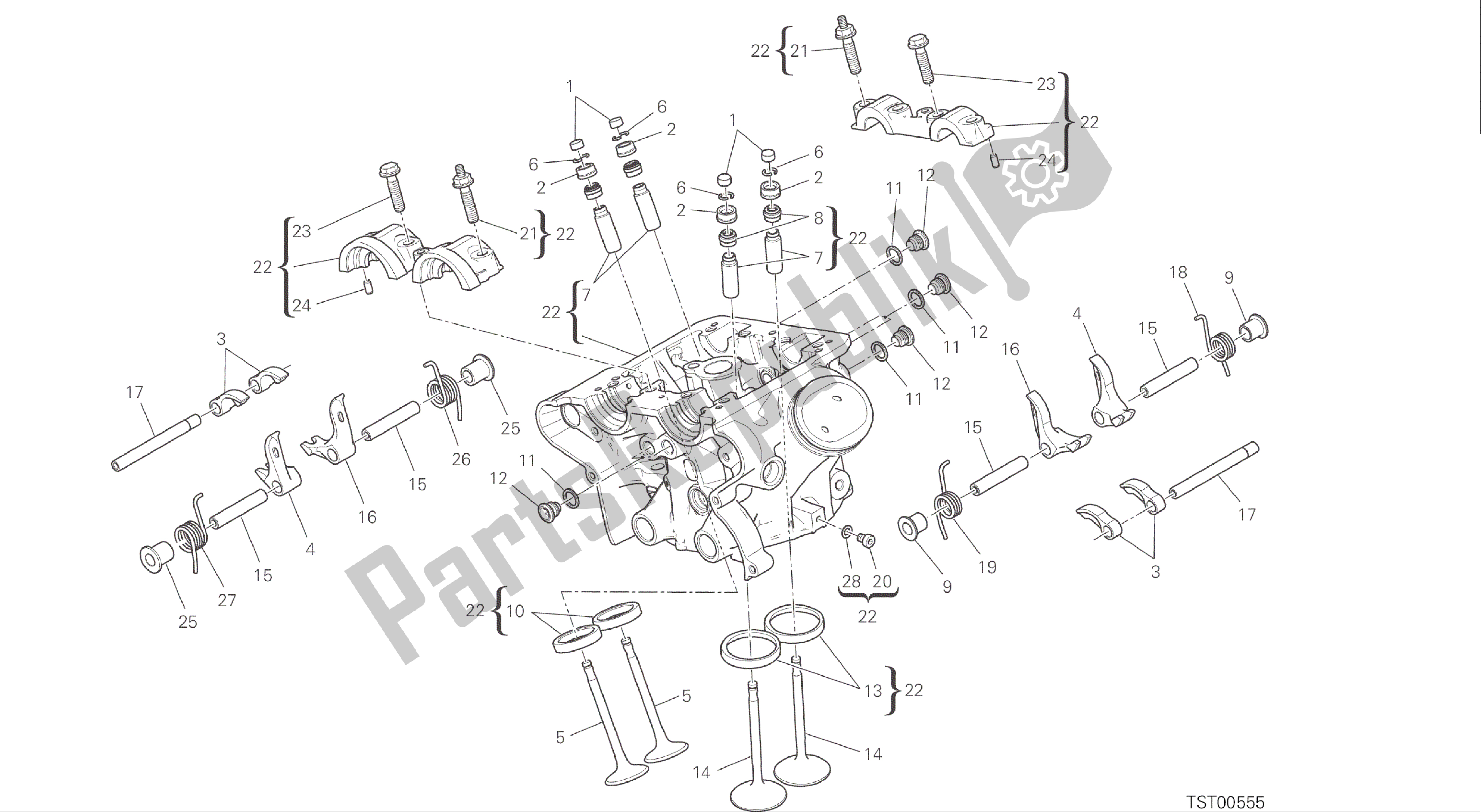 Alle onderdelen voor de Tekening 014 - Verticale Cilinderkop [mod: Ms1200s] Groepsmotor van de Ducati Multistrada S ABS 1200 2016