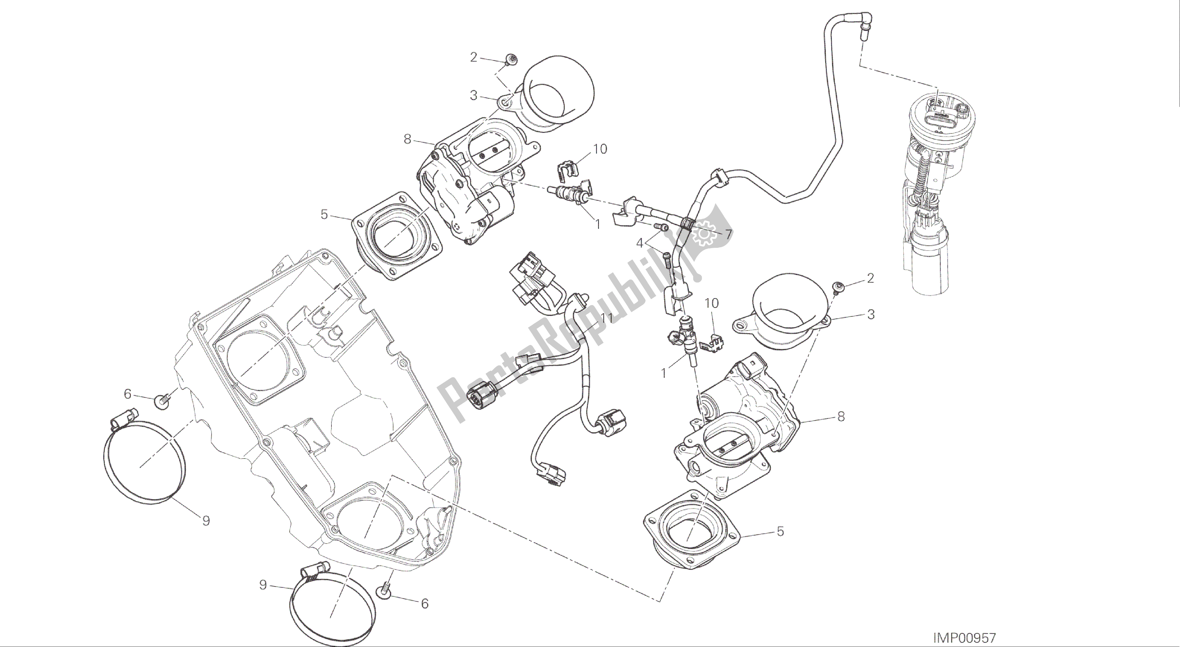 Tutte le parti per il Disegno 017 - Motore Del Gruppo Corpo Farfallato [mod: Ms1200s] del Ducati Multistrada S ABS 1200 2016