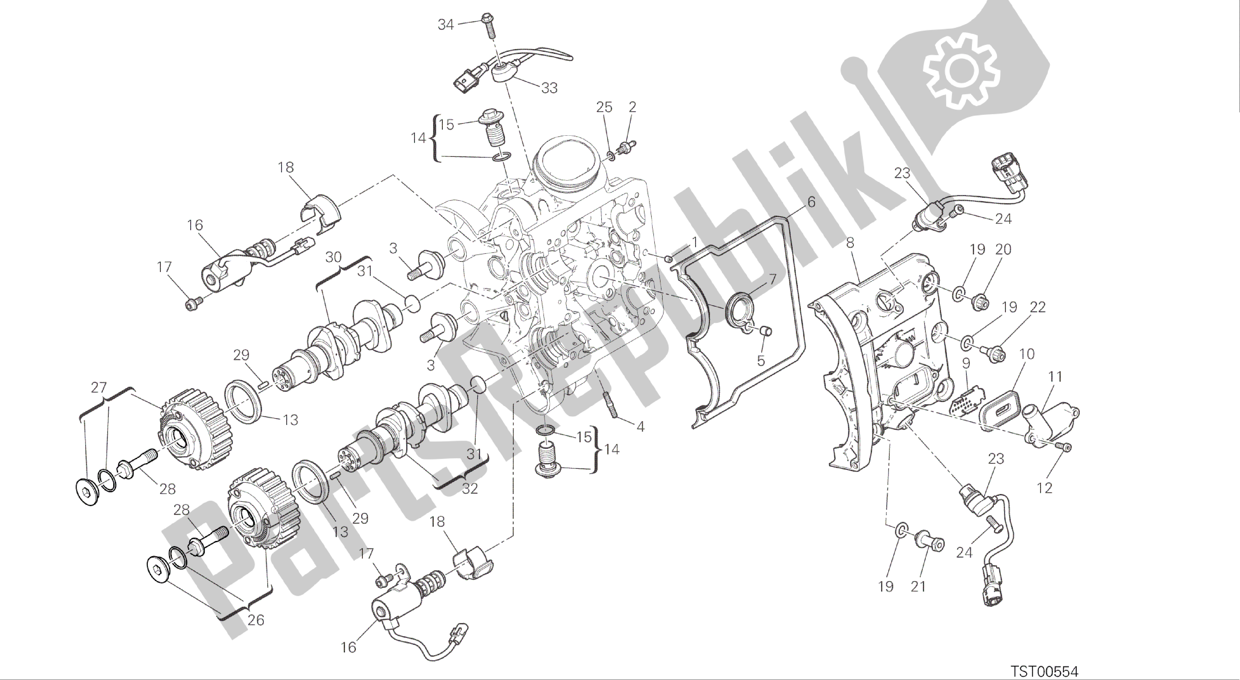 Alle onderdelen voor de Tekening 13b - Testa Orizzontale - Distribuzione [mod: Ms1200s] Groep Engine van de Ducati Multistrada S ABS 1200 2016
