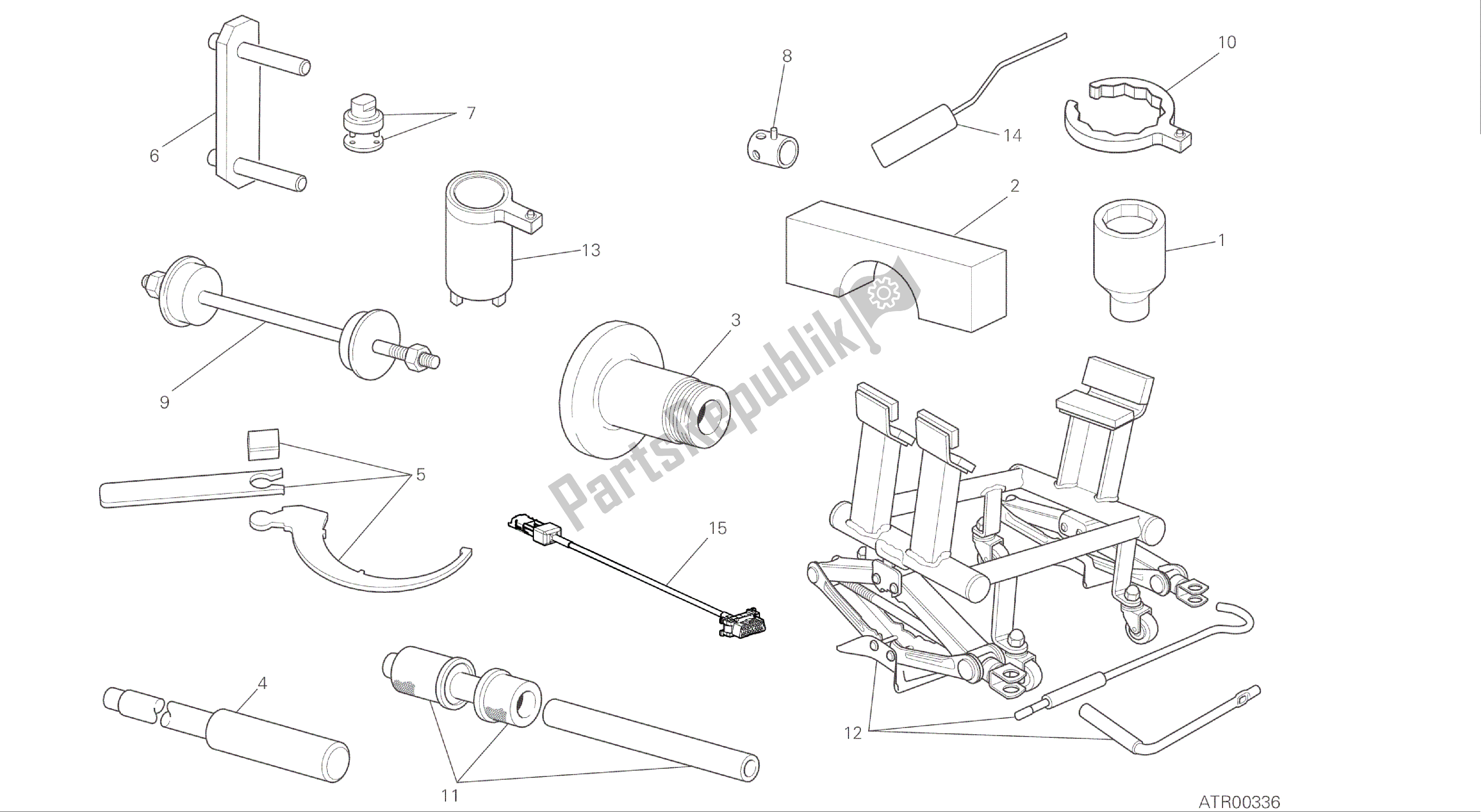 Todas las partes para Dibujo 01b - Herramientas De Servicio De Taller [mod: Ms1200s] Herramientas De Grupo de Ducati Multistrada S ABS 1200 2016
