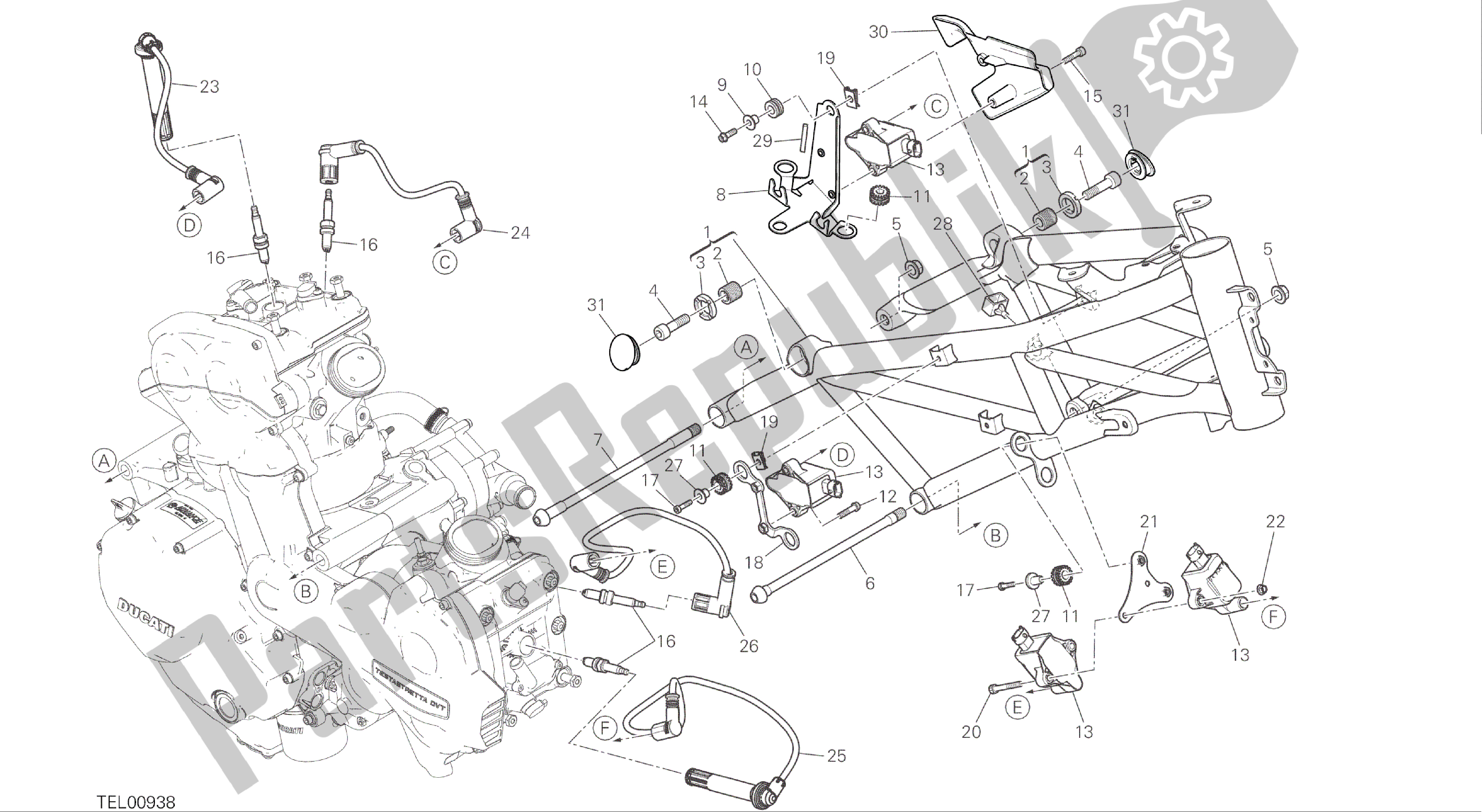 Tutte le parti per il Disegno 022 - Cornice Gruppo [mod: Ms1200s] del Ducati Multistrada S ABS 1200 2016