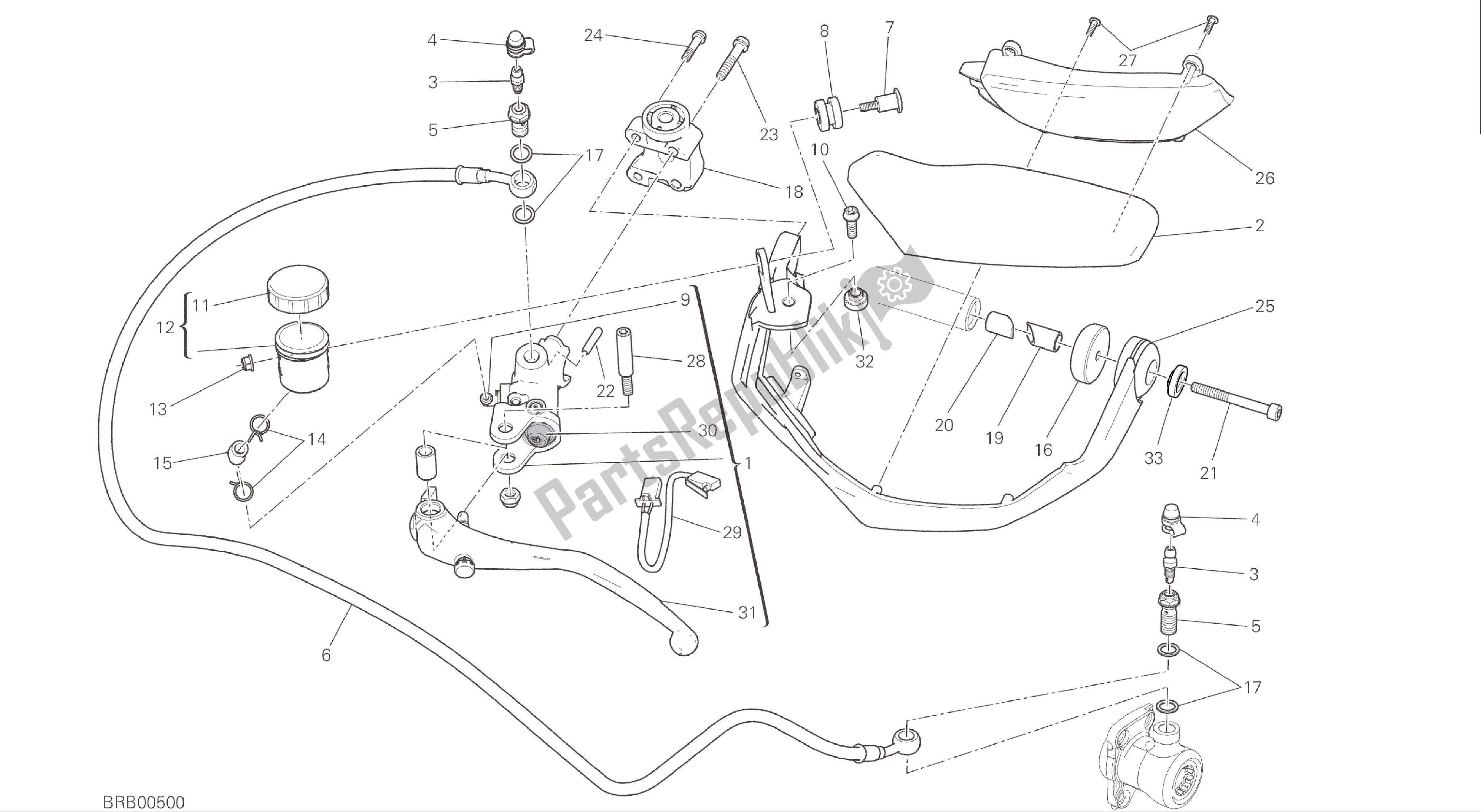 Alle onderdelen voor de Tekening 023 - Koppelingshoofdcilinder [mod: Ms1200s] Groepsframe van de Ducati Multistrada S ABS 1200 2016