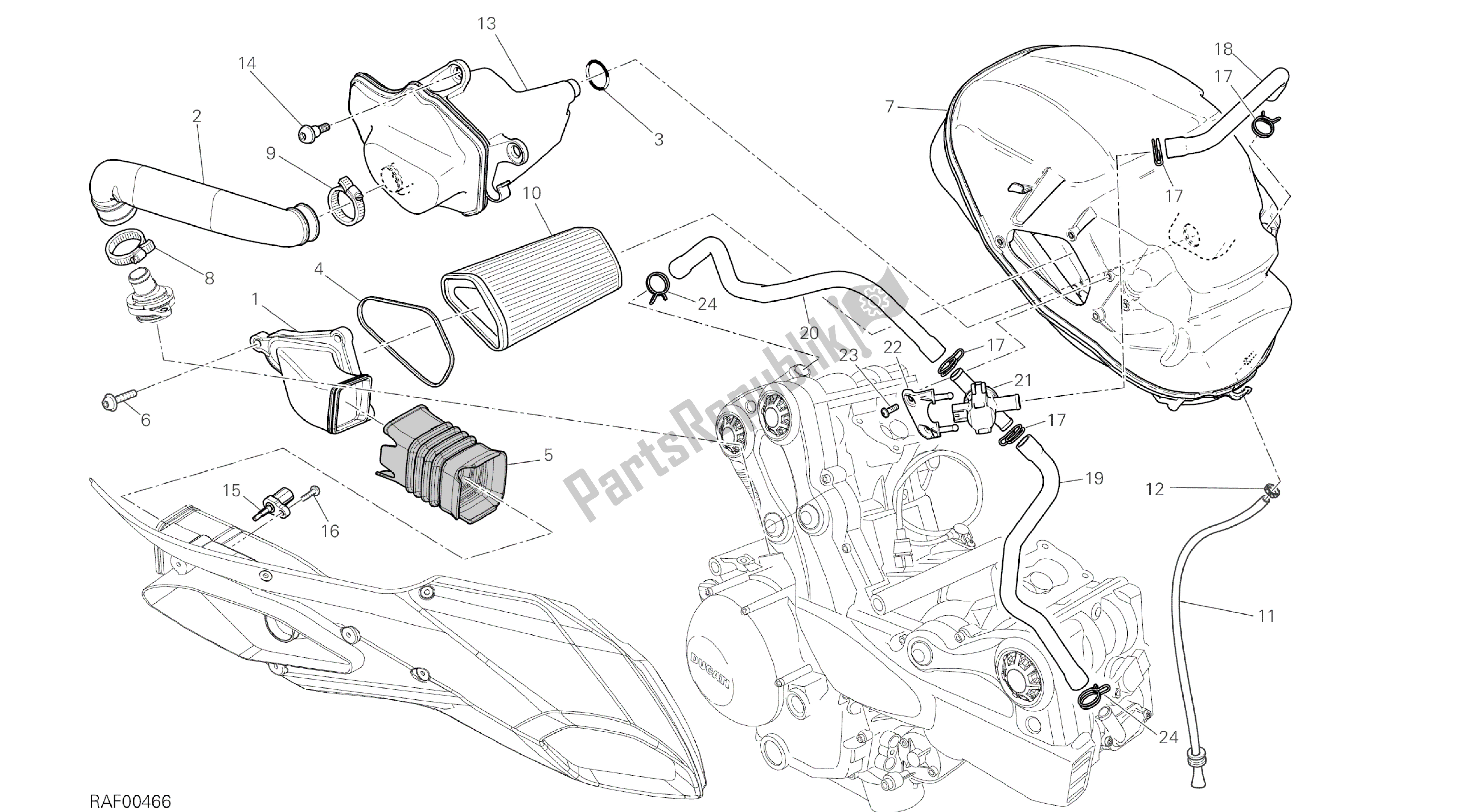 Todas las partes para Dibujo 029 - Entrada [mod: Ms1200pp; Xst: Marco De Grupo Aus, Eur, Fra, Jap, Tha] de Ducati Multistrada S Pikes Peak 1200 2014