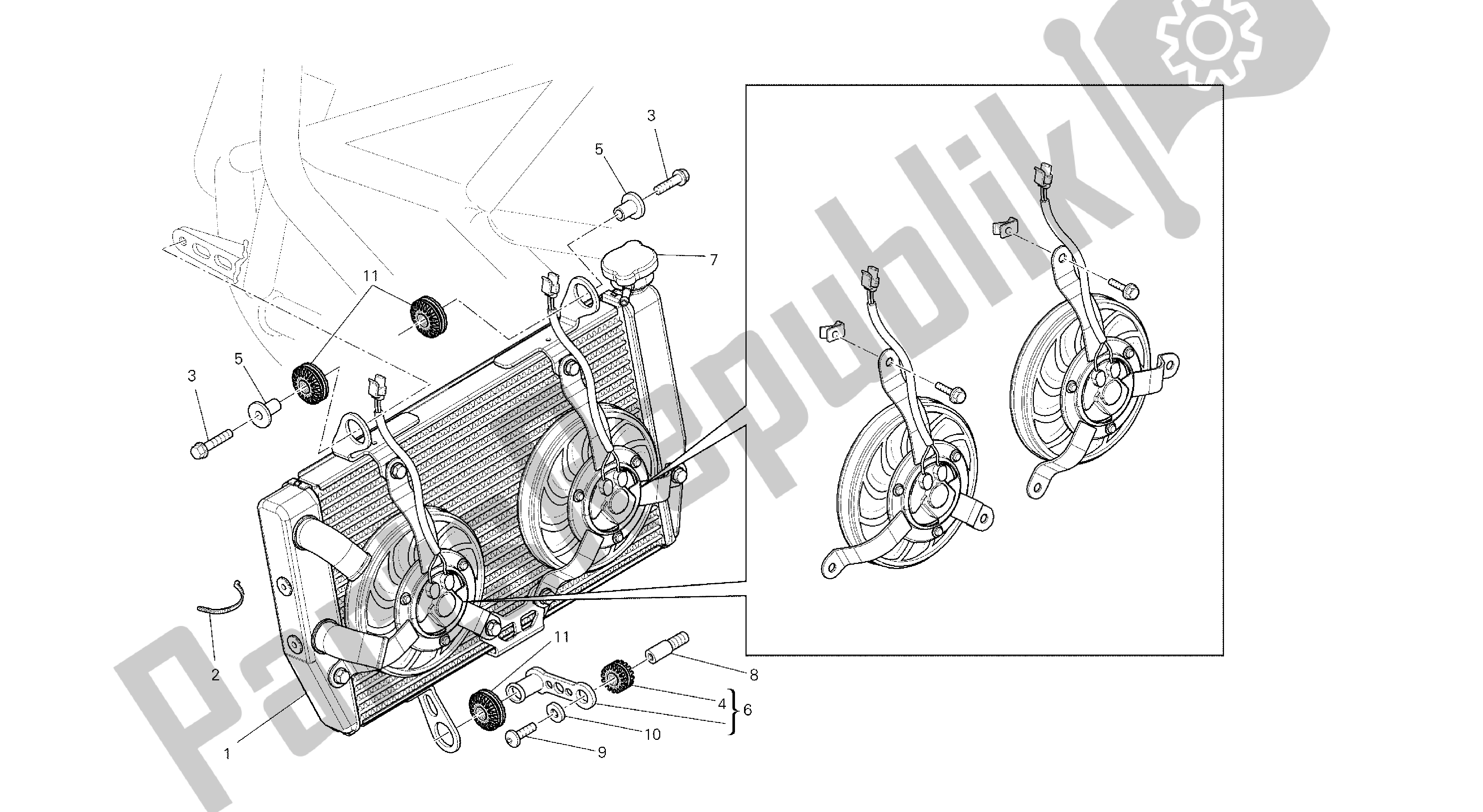 Tutte le parti per il Disegno 030 - Radiatore Acqua [mod: Ms1200pp; Xst: Aus, Eur, Fra, Jap] Gruppo del Ducati Multistrada S Pikes Peak 1200 2014