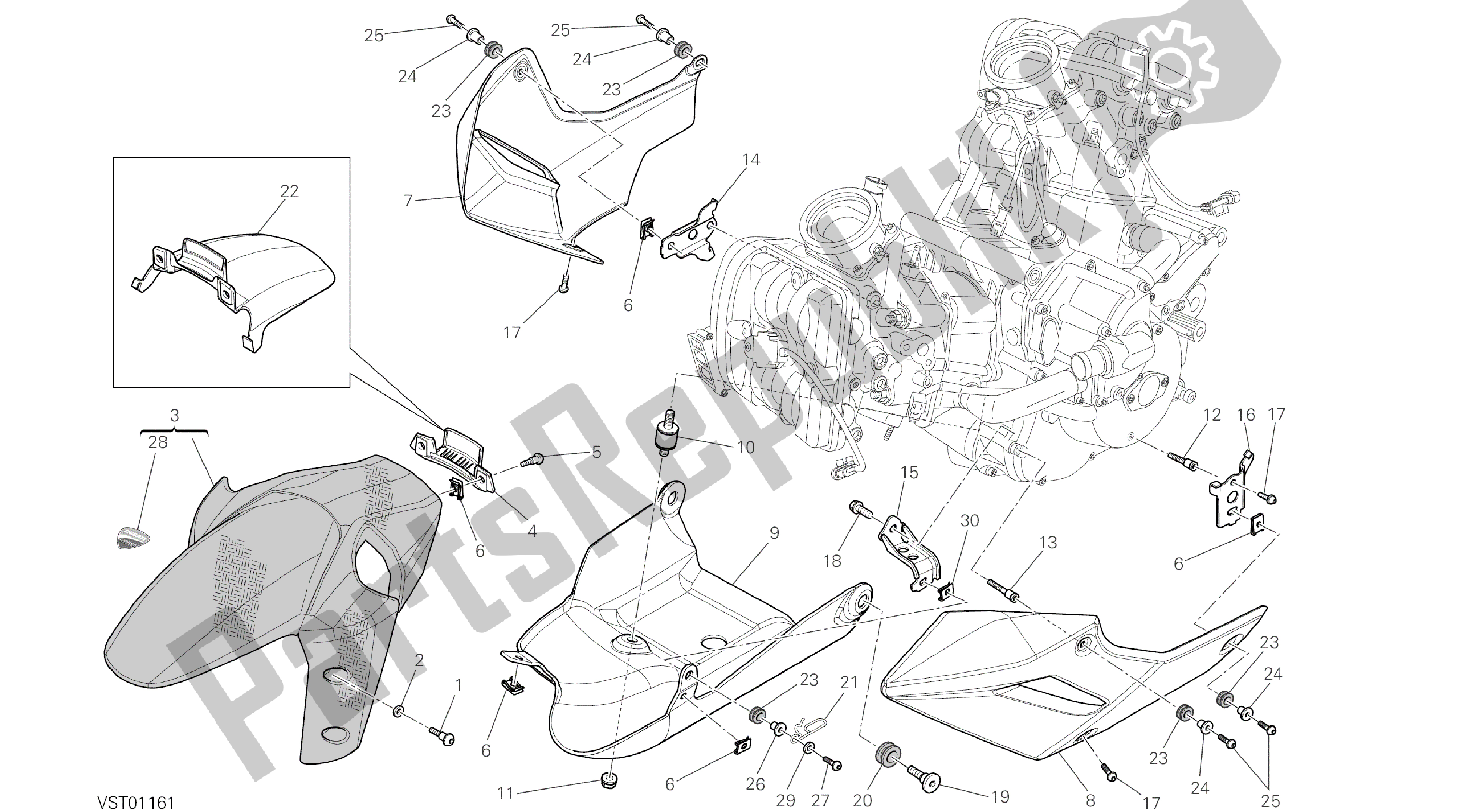 Todas las partes para Dibujo 34b - Carenado [mod: Ms1200pp; Xst: Marco De Grupo Aus, Eur, Fra, Jap, Tha] de Ducati Multistrada S Pikes Peak 1200 2014