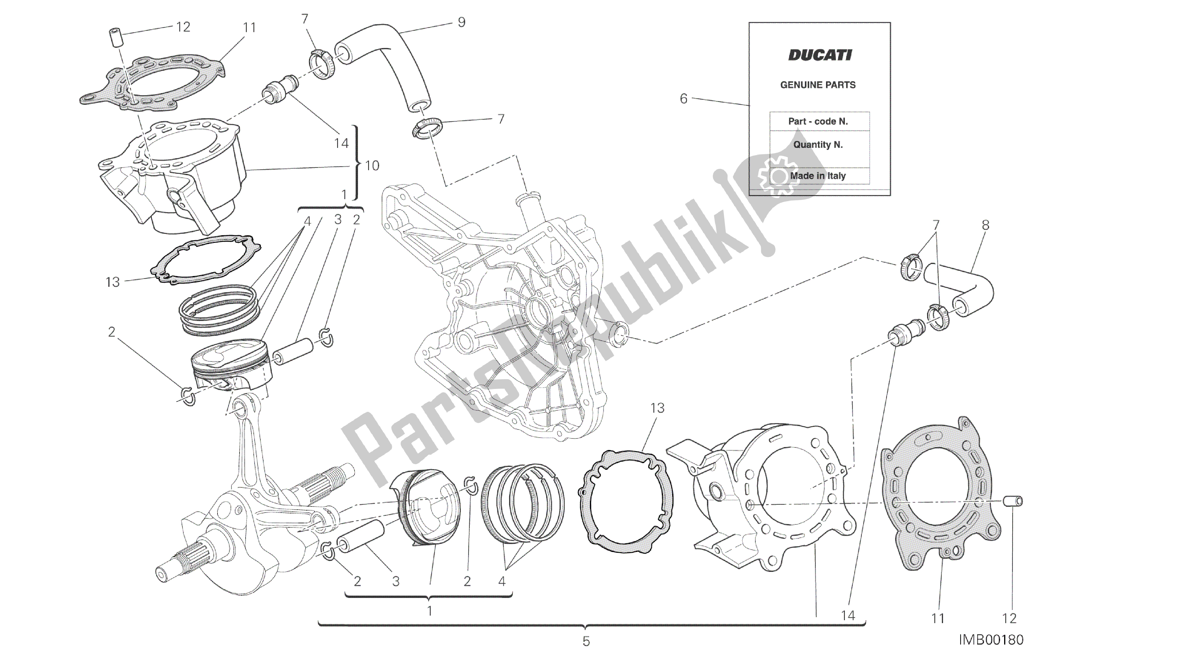 Alle onderdelen voor de Tekening 007 - Cilinder - Zuiger [mod: Ms1200pp; Xst: Aus, Eur, Fra, Jap, Tha] Groepsmotor van de Ducati Multistrada S Pikes Peak 1200 2014