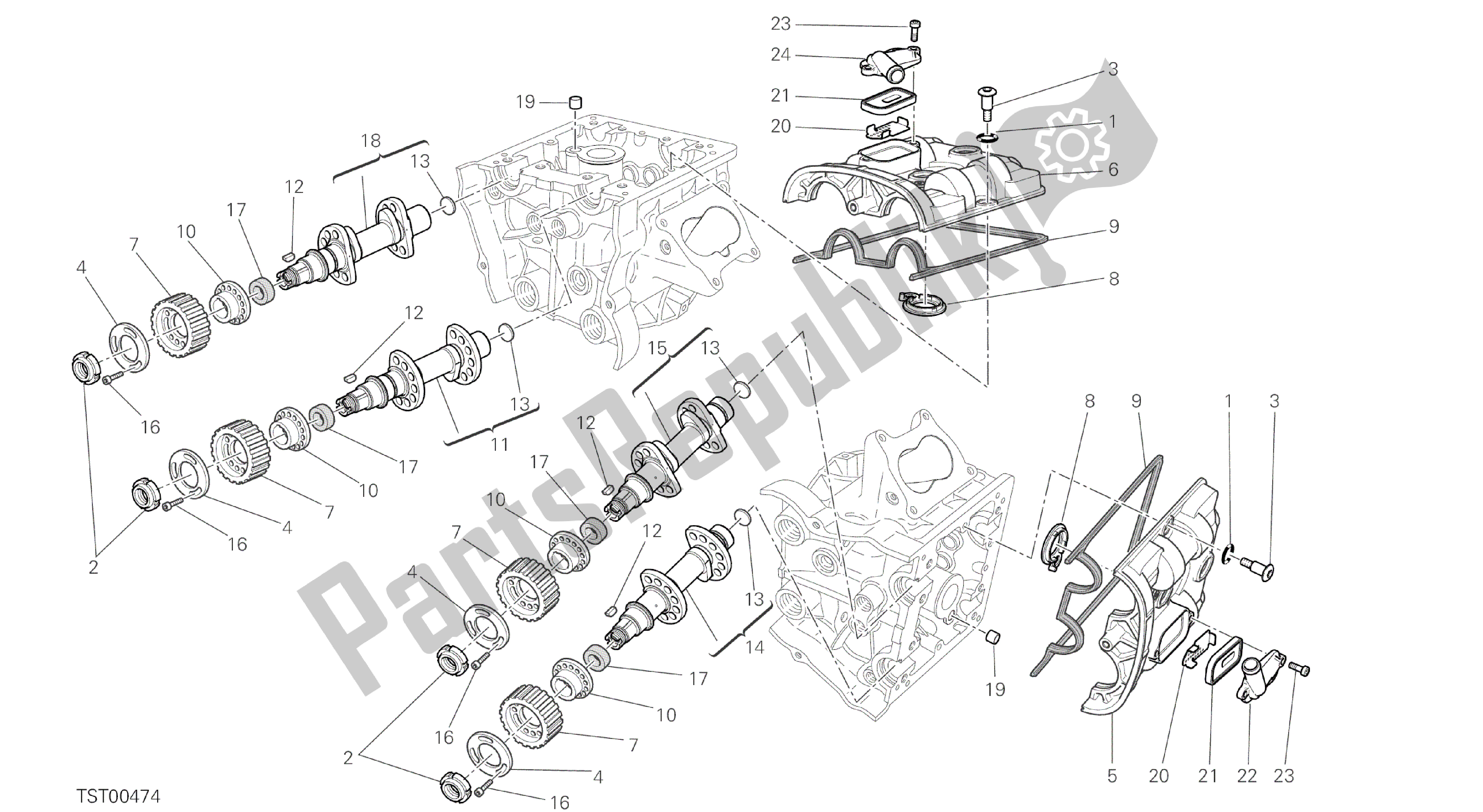 Todas las partes para Dibujo 013 - árbol De Levas [mod: Ms1200pp; Xst: Motor De Grupo Aus, Eur, Fra, Jap, Tha] de Ducati Multistrada S Pikes Peak 1200 2014