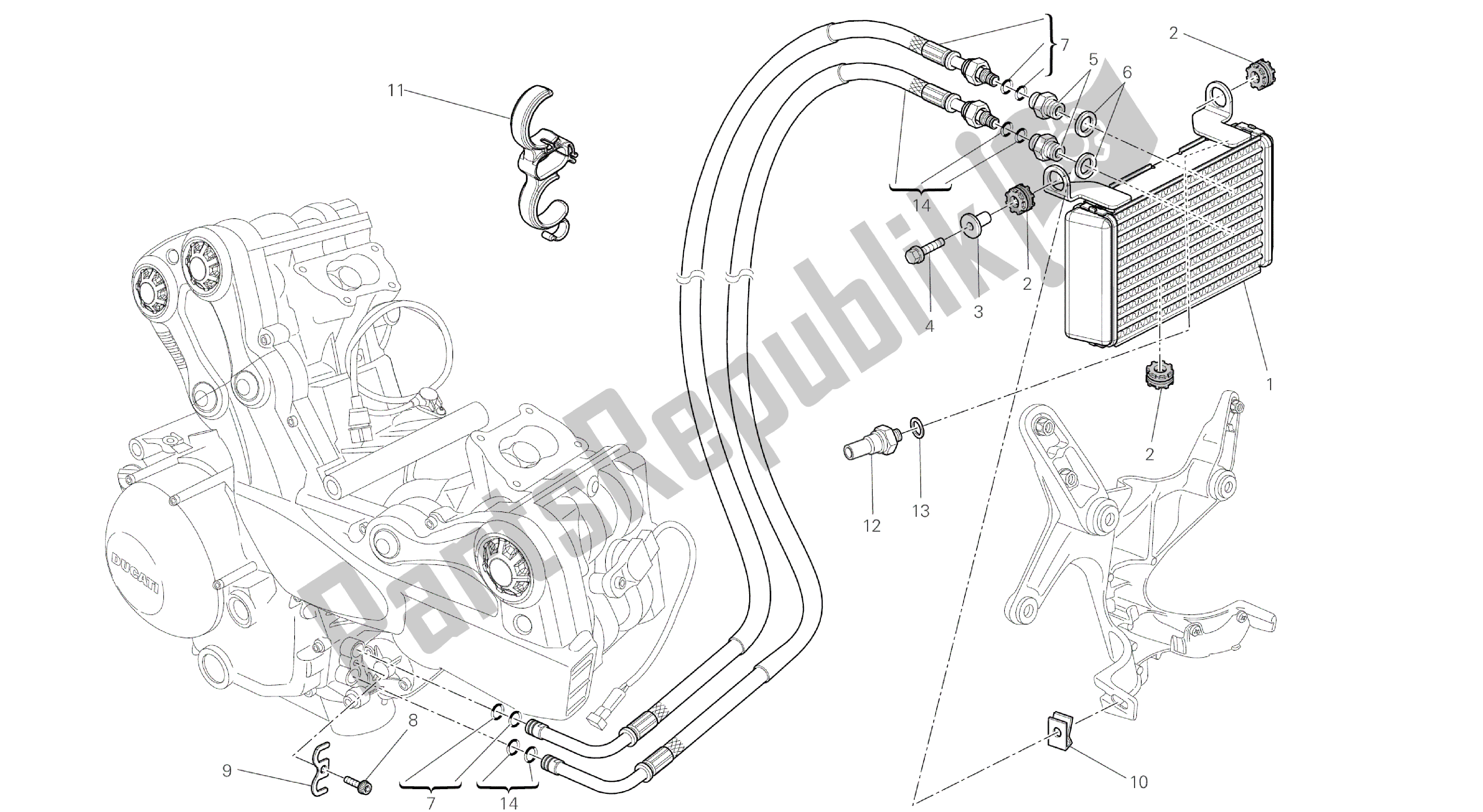 Todas las partes para Dibujo 016 - Enfriador De Aceite [mod: Ms1200pp; Xst: Motor De Grupo Aus, Eur, Fra, Jap, Tha] de Ducati Multistrada S Pikes Peak 1200 2014