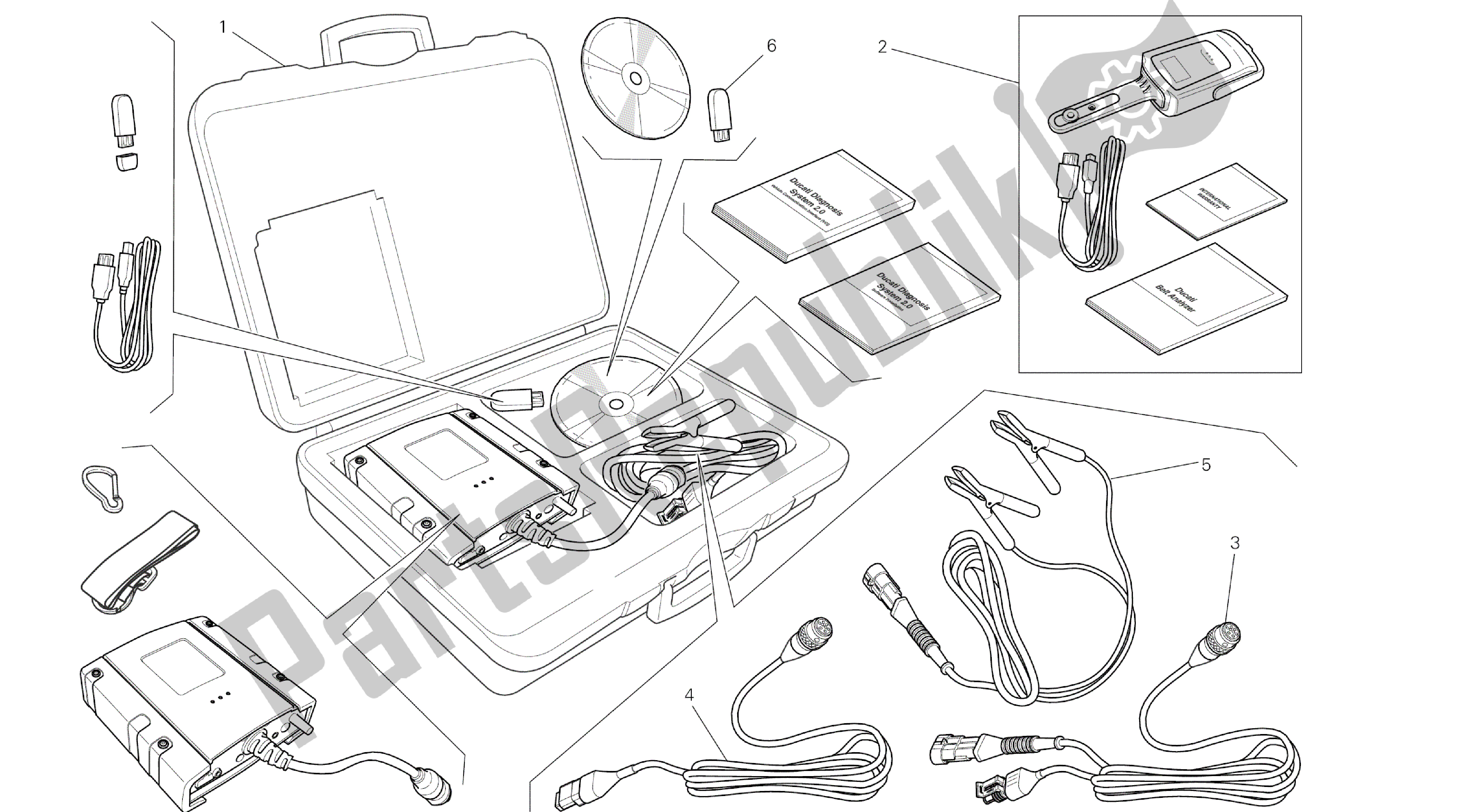 Todas las partes para Dibujo 01c - Dds (2) Probador [mod: Ms1200pp; Xst: Aus, Eur, Fra, Jap, Tha] Herramientas De Grupo de Ducati Multistrada S Pikes Peak 1200 2014