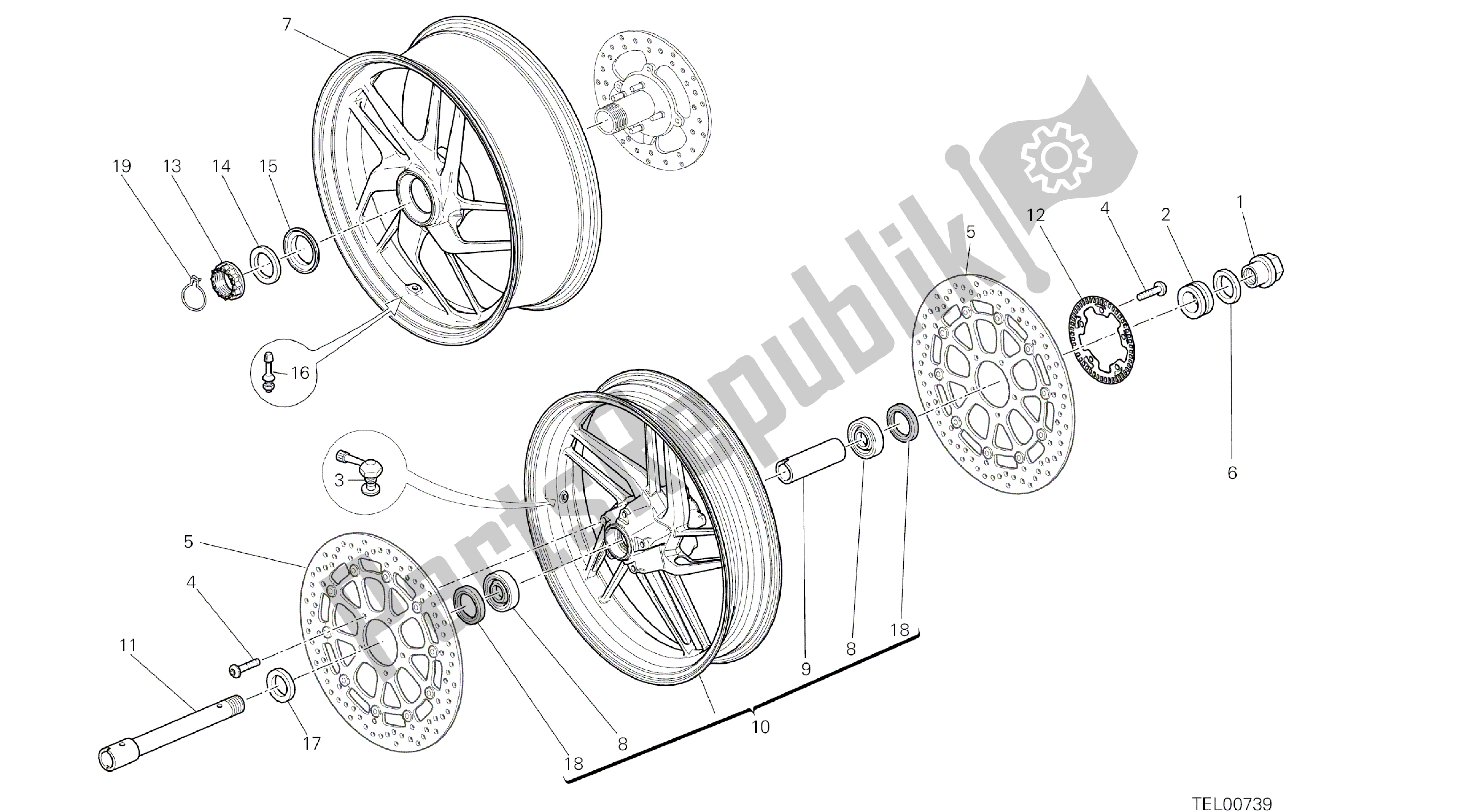 Todas las partes para Dibujo 026 - Ruedas [mod: Ms1200st; Xst: Marco De Grupo Aus, Chn, Eur, Fra, Jap, Tha] de Ducati Multistrada S Touring 1200 2014