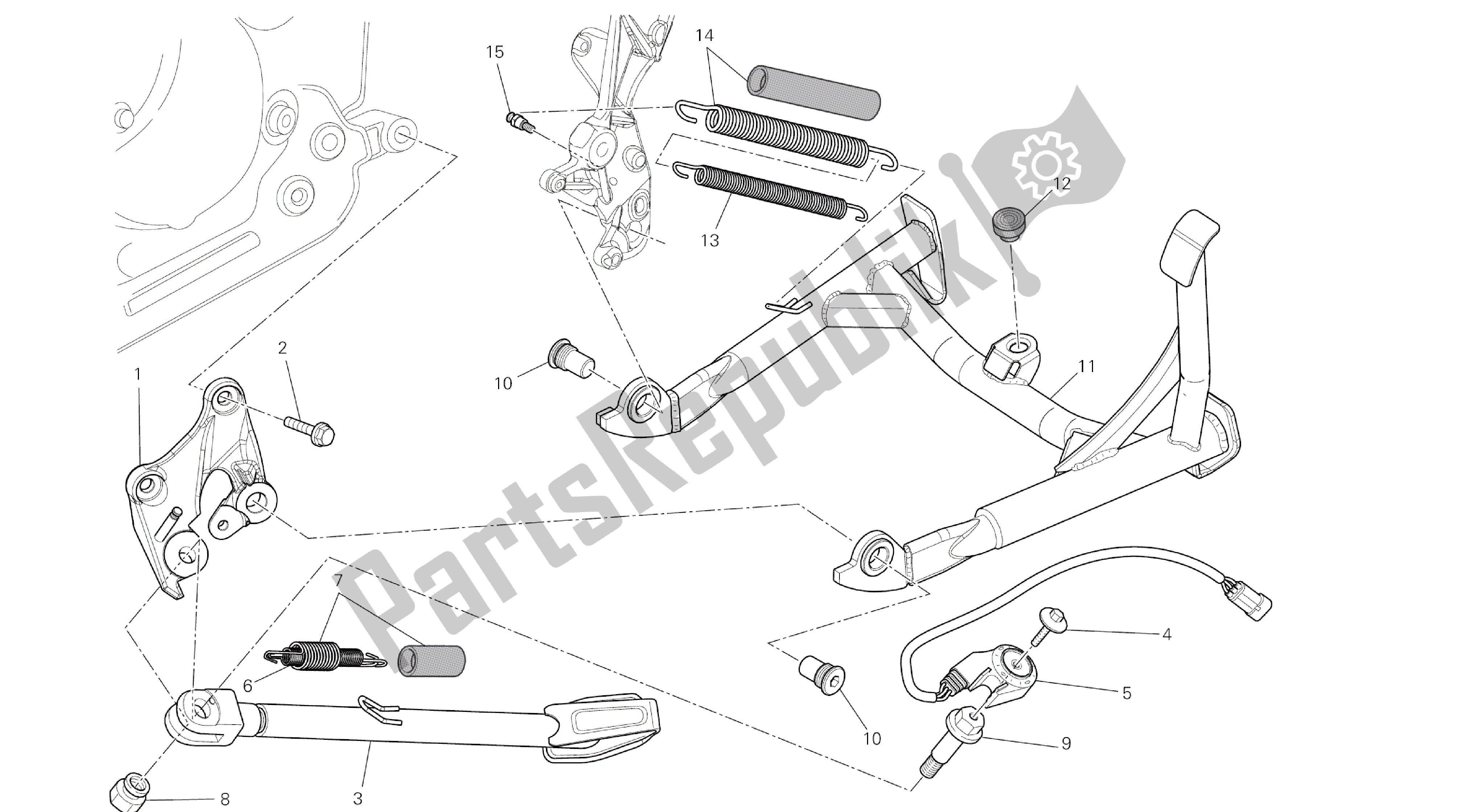 Todas las partes para Dibujo 22a - Soporte Lateral [mod: Ms1200st; Xst: Marco De Grupo Aus, Chn, Eur, Fra, Jap, Tha] de Ducati Multistrada S Touring 1200 2014
