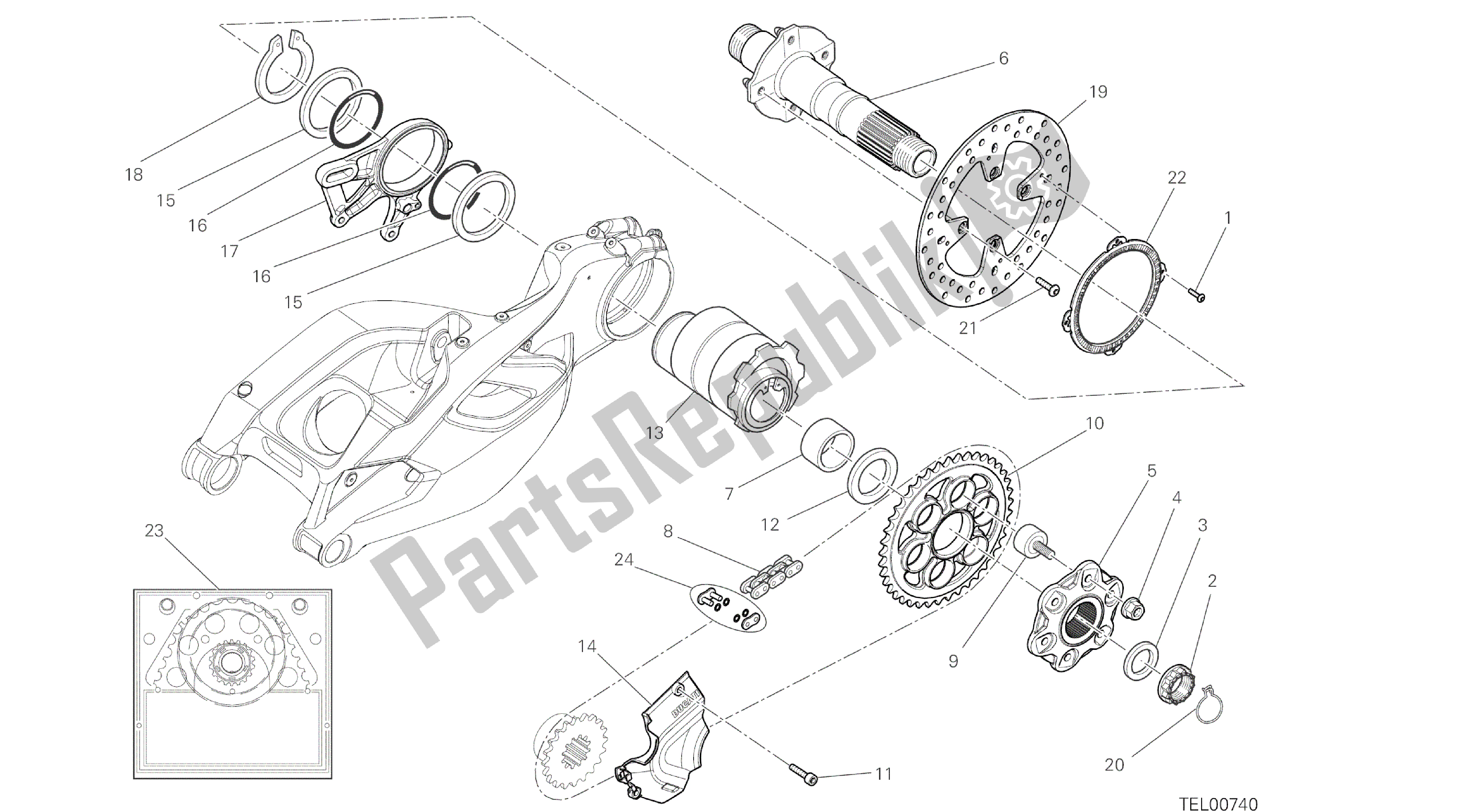 Wszystkie części do Rysunek 26a - Piasta, Ko? O Tylne [mod: Ms1200st; Xst: Aus, Chn, Eur, Fra, Jap, Tha] Grupa Rama Ducati Multistrada S Touring 1200 2014