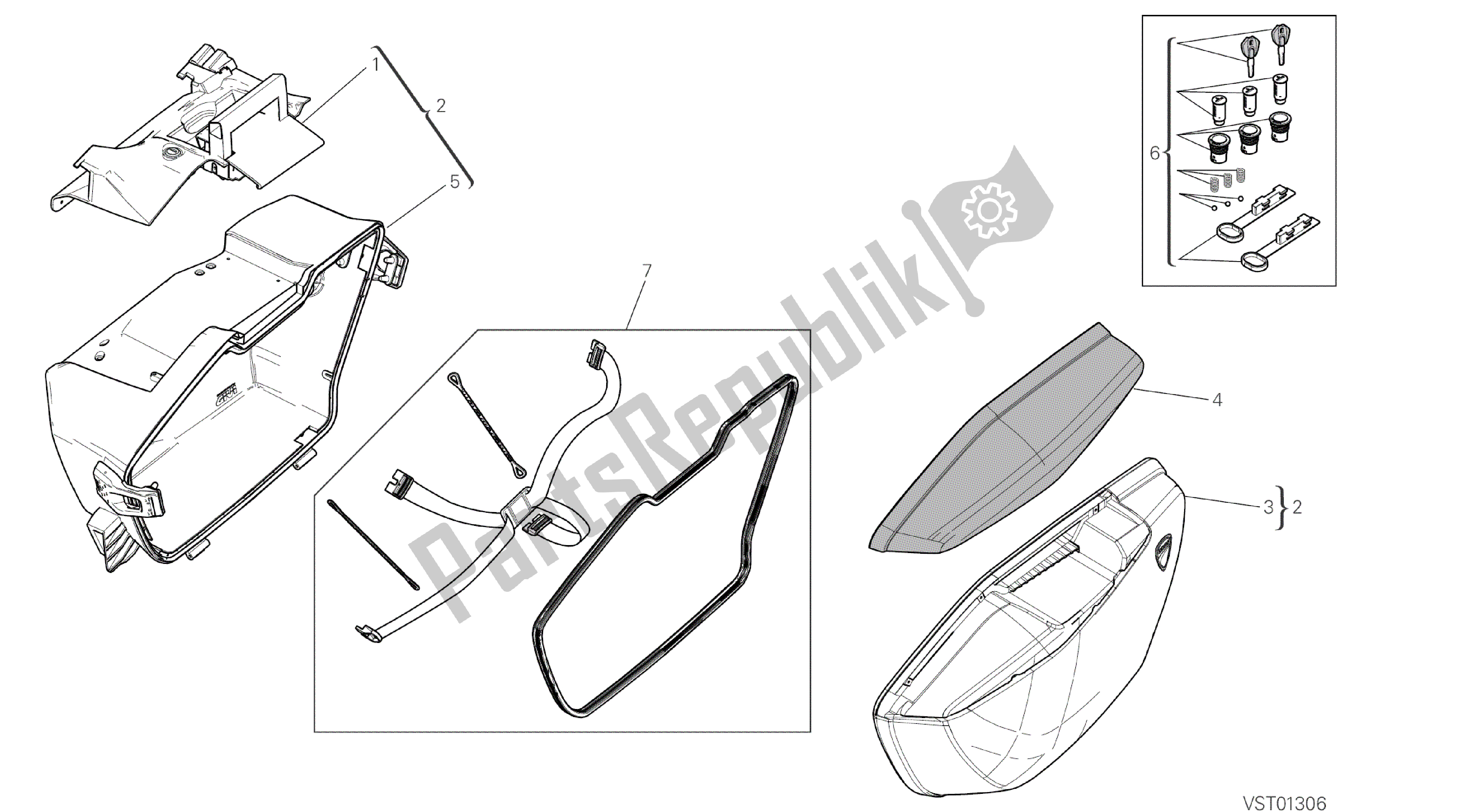 Tutte le parti per il Disegno 35a - Borsa Laterale Sinistra [mod: Ms1200st; Xst: Aus, Chn, Eur, Fra, Jap, Tha] Frame Del Gruppo del Ducati Multistrada S Touring 1200 2014