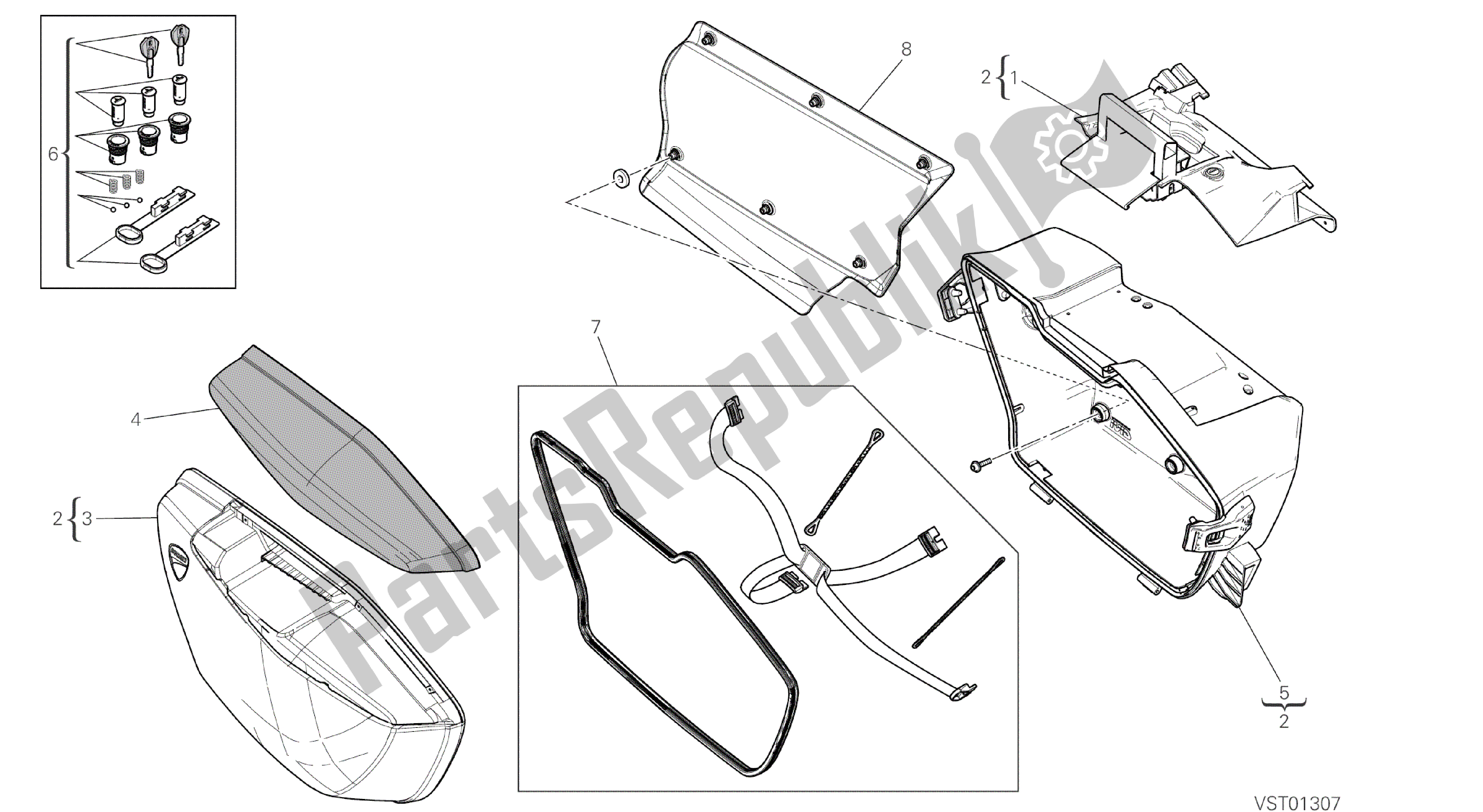 Todas las partes para Dibujo 35b - Portaobjetos Derecho [mod: Ms1200st; Xst: Aus, Chn, Eur, Fra, Jap, Tha] Marco De Grupo de Ducati Multistrada S Touring 1200 2014