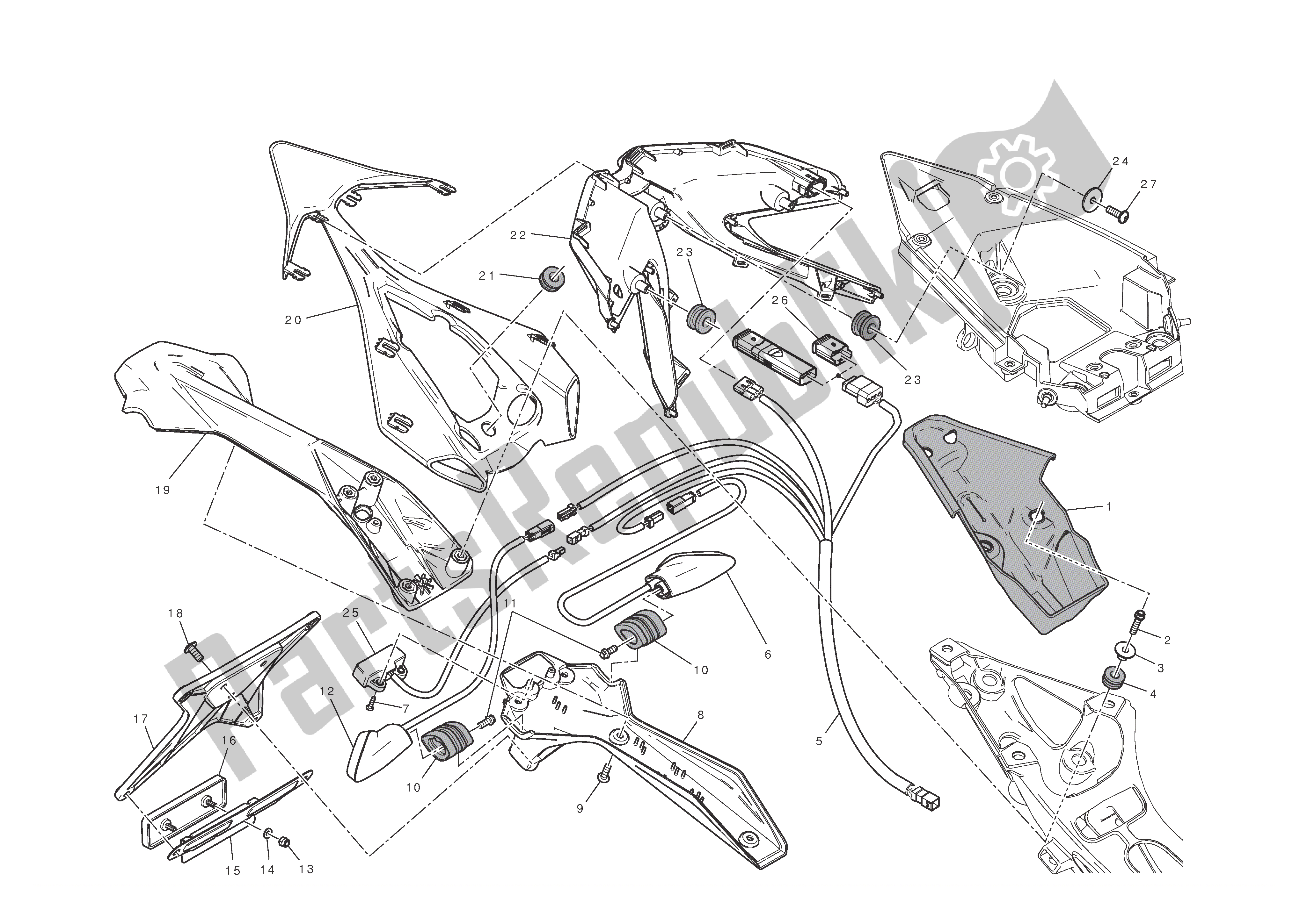 Alle onderdelen voor de Kentekenplaathouder - Achterlicht van de Ducati 1199 Panigale 2012