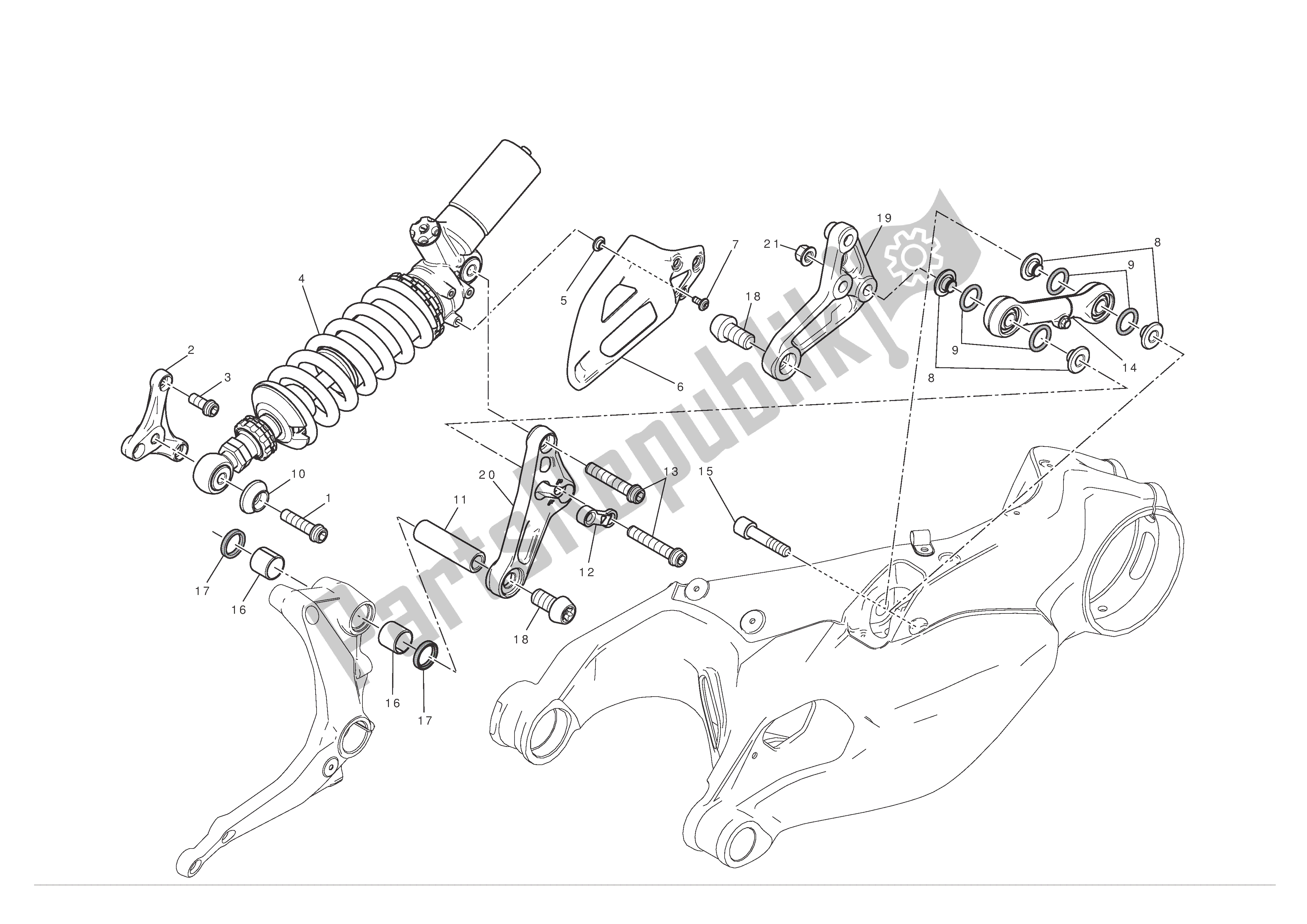 Alle onderdelen voor de Achtervering van de Ducati 1199 Panigale 2012