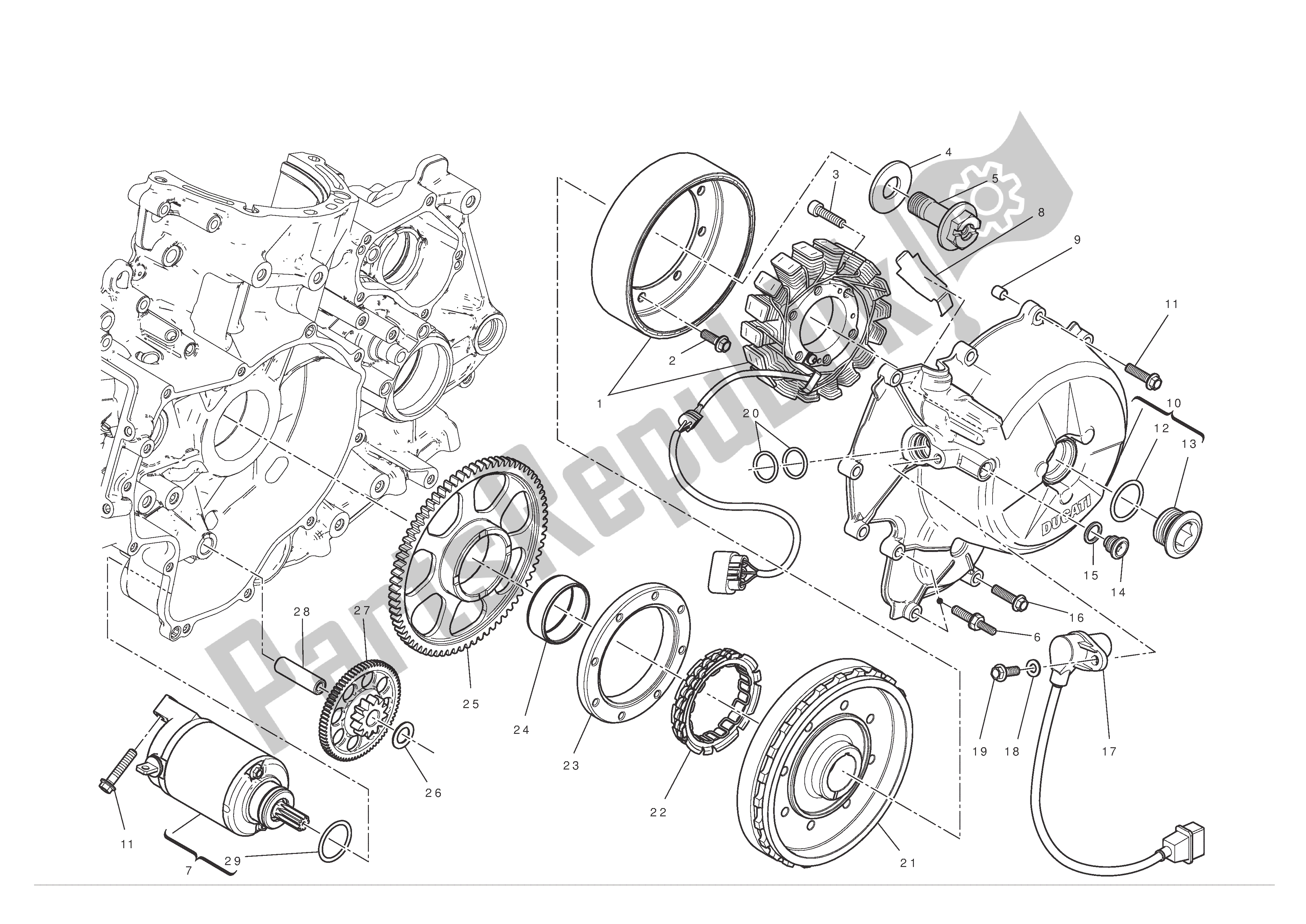 Alle onderdelen voor de Elektrisch Starten En Ontsteken van de Ducati 1199 Panigale 2012