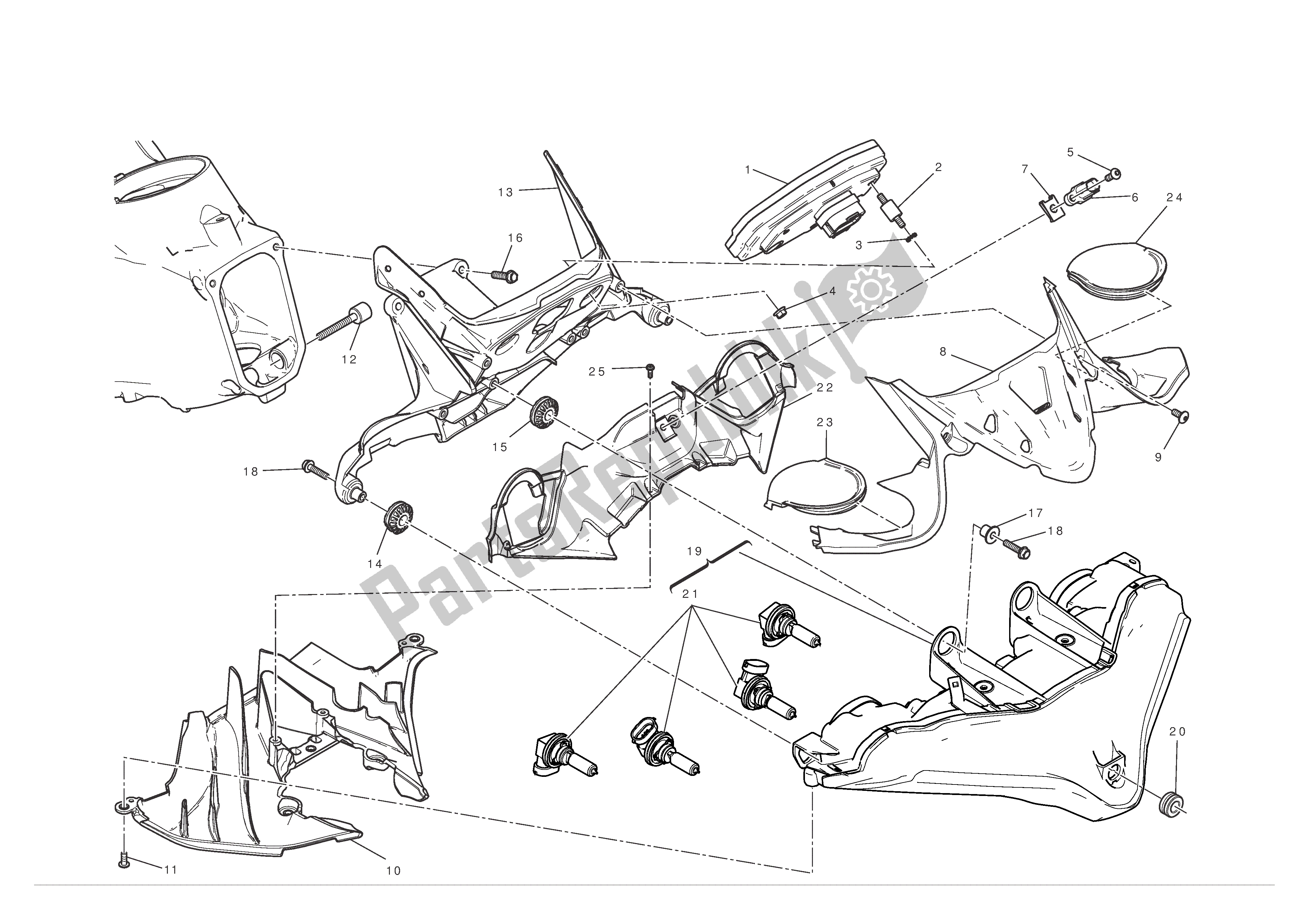 Tutte le parti per il Faro E Istr. Pannello del Ducati 1199 Panigale 2012