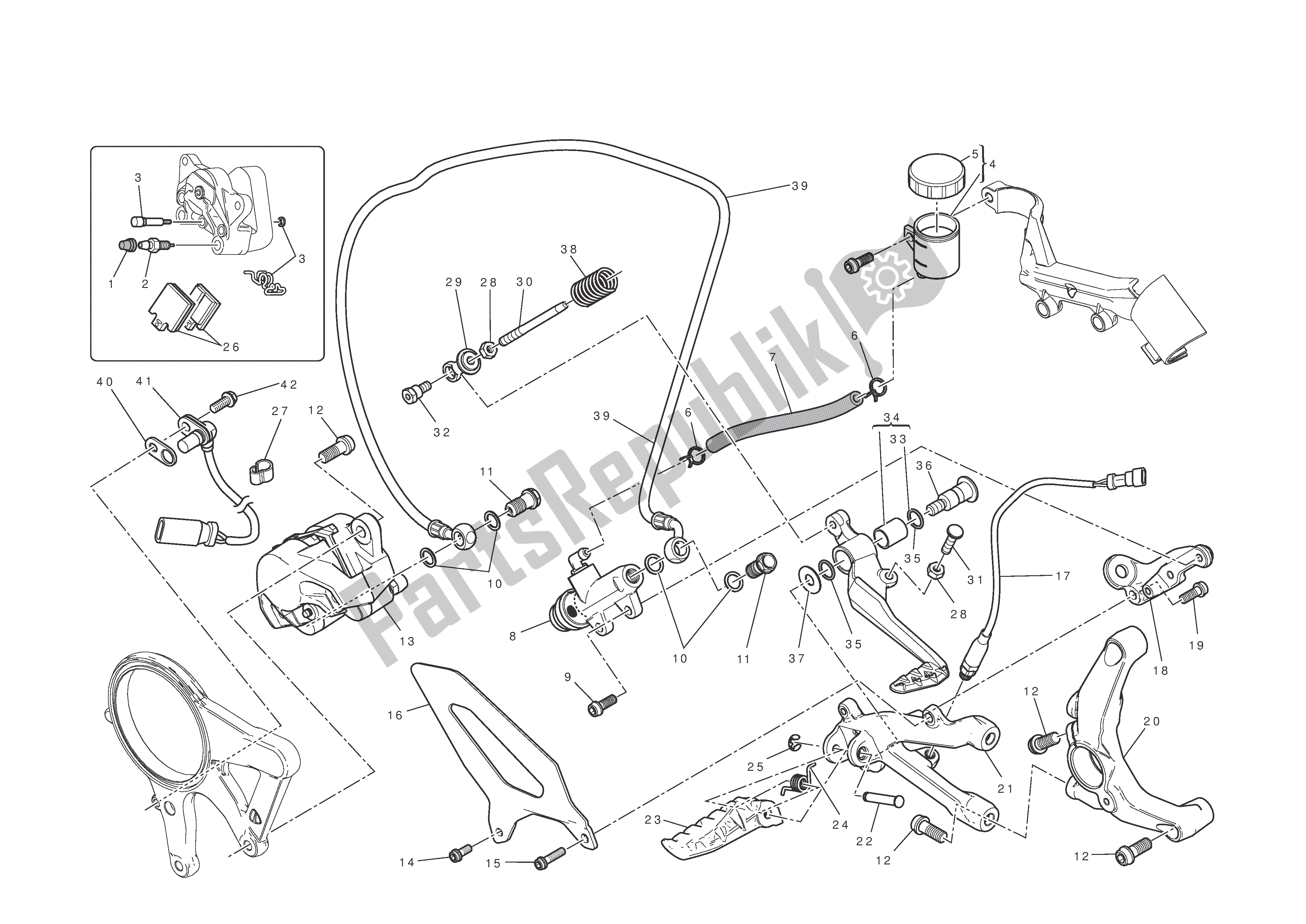 All parts for the Rear Brake of the Ducati 1199 Panigale S 2012