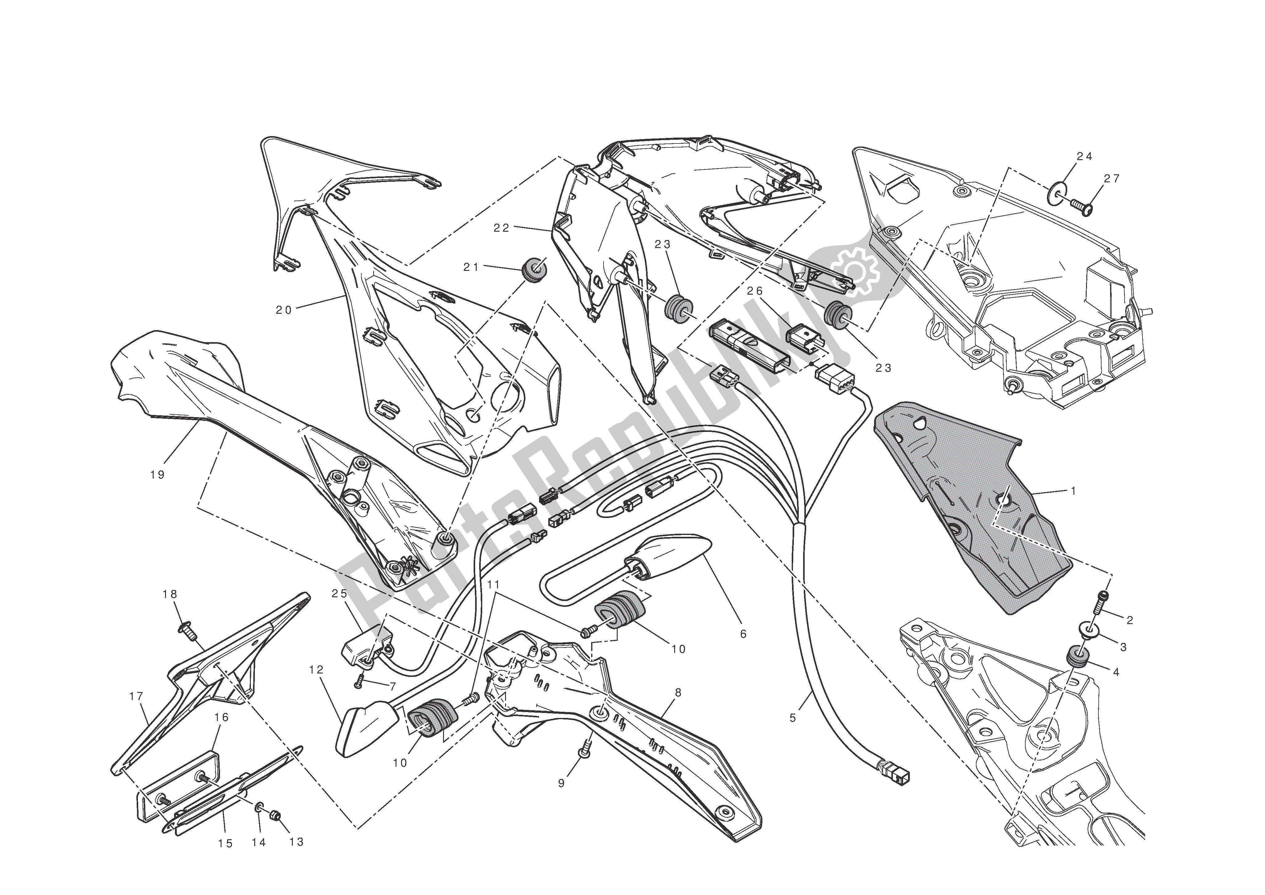 Todas las partes para Soporte De Matrícula - Luz Trasera de Ducati 1199 Panigale S 2012